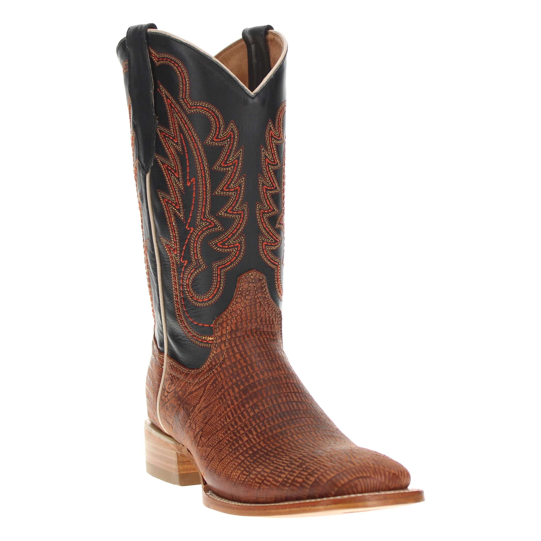 Men's Cognac Lizard Print Cowboy Boots Nash by Vaccari Core