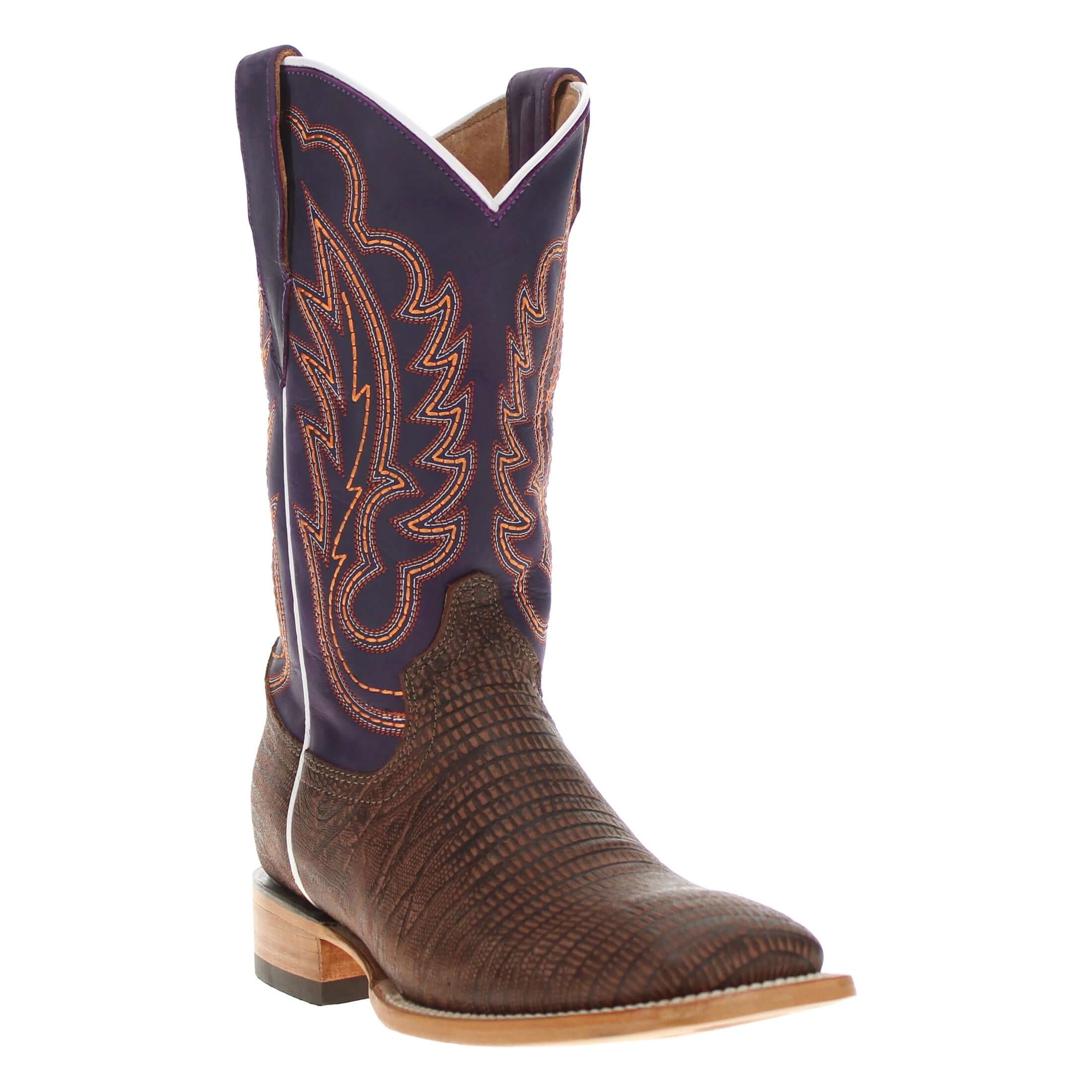 Men's Mocha Lizard Print Cowboy Boots Nash by Vaccari Core