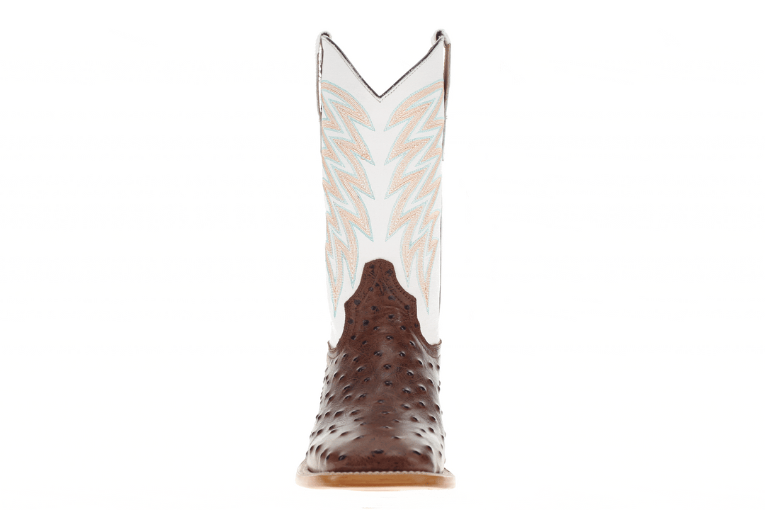 Men's Mocha Ostrich Print Cowboy Boots Carson by Vaccari Core