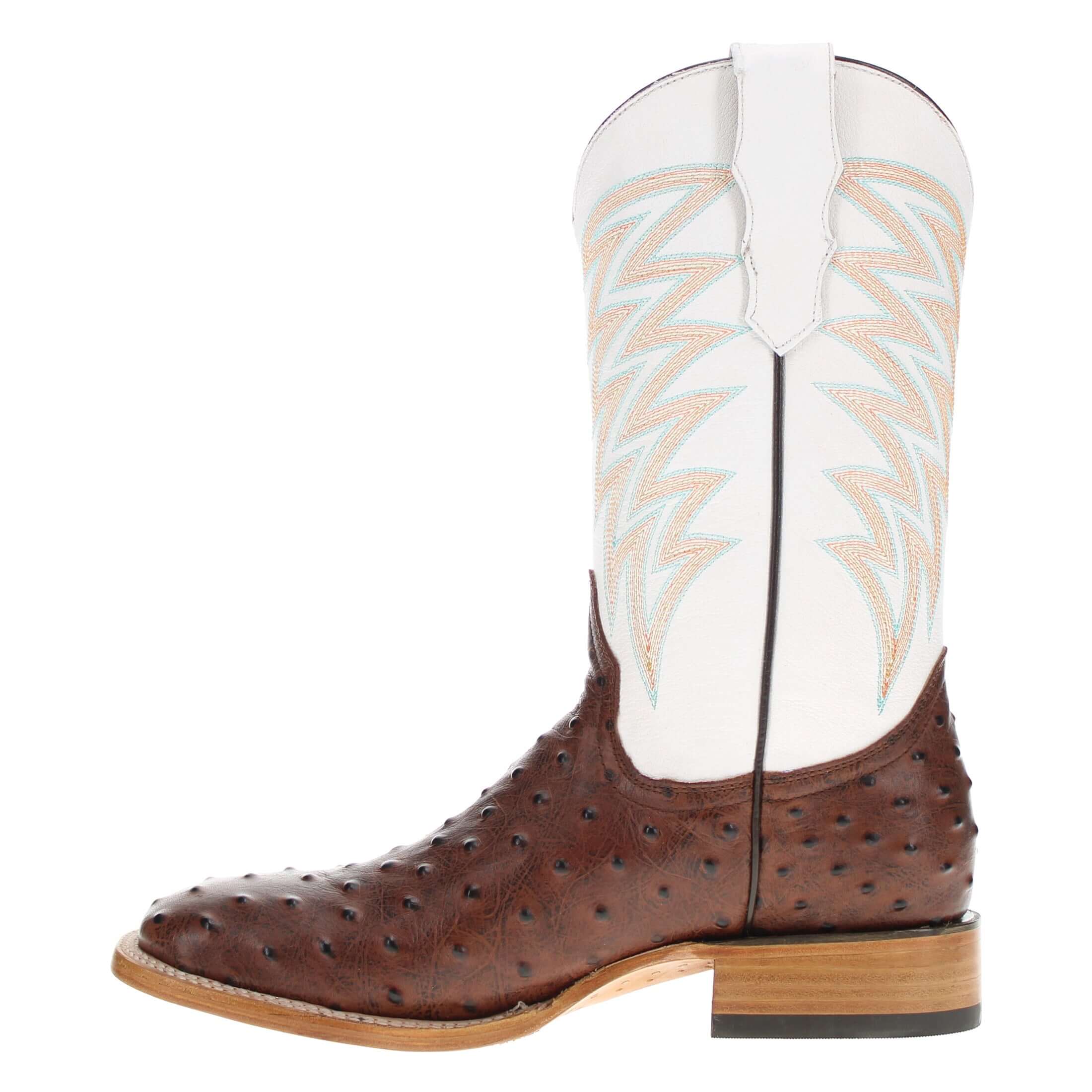 Men's Mocha Ostrich Print Cowboy Boots Carson by Vaccari Core