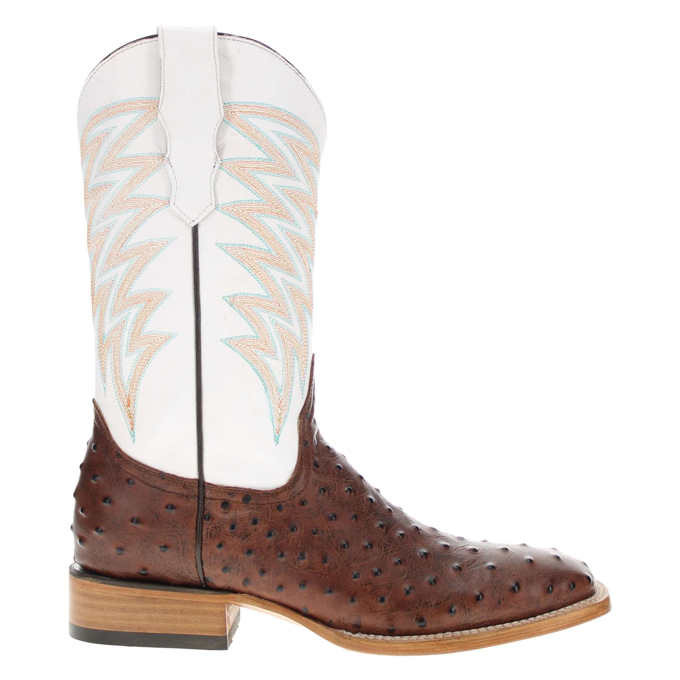 Men's Mocha Ostrich Print Cowboy Boots Carson by Vaccari Core