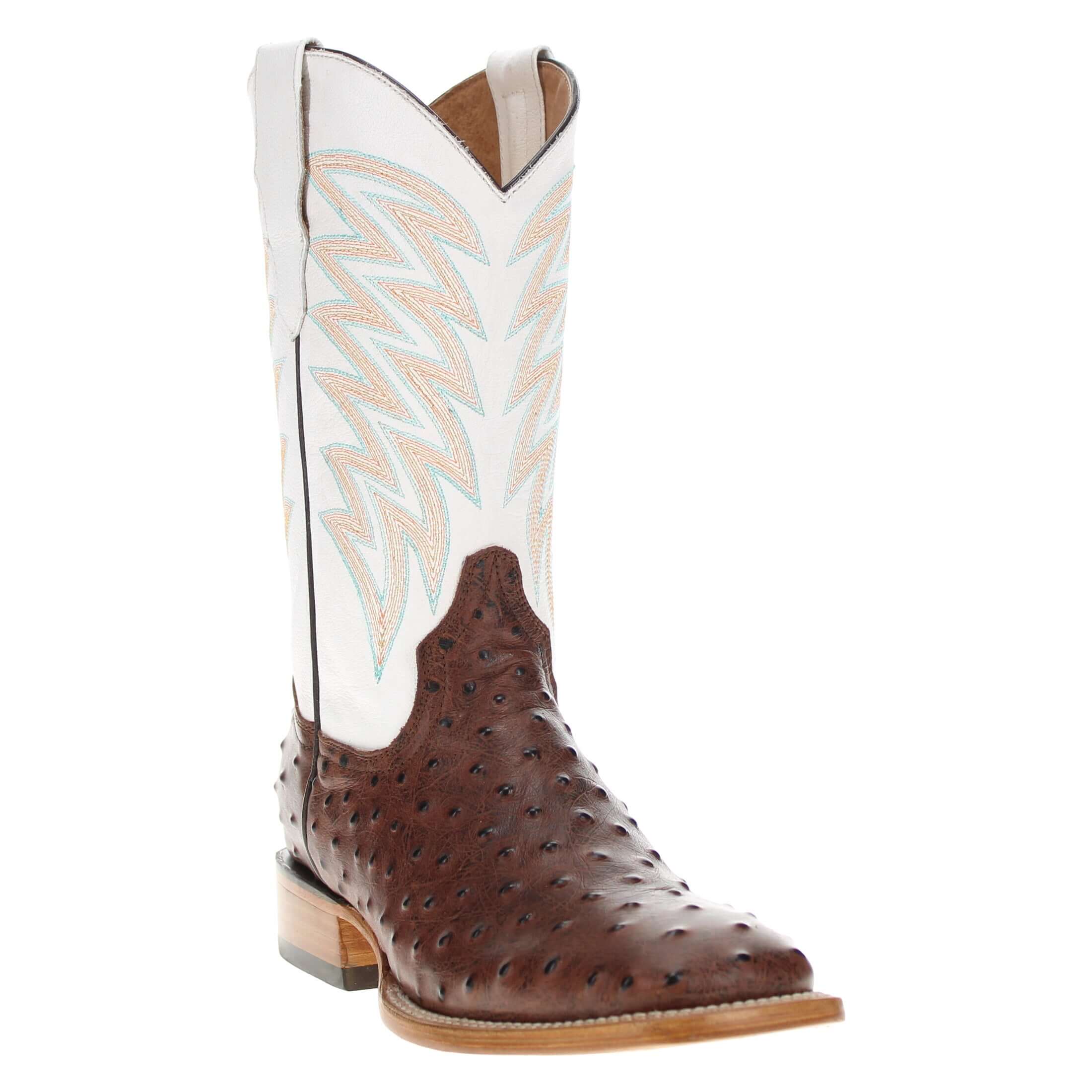 Men's Mocha Ostrich Print Cowboy Boots Carson by Vaccari Core