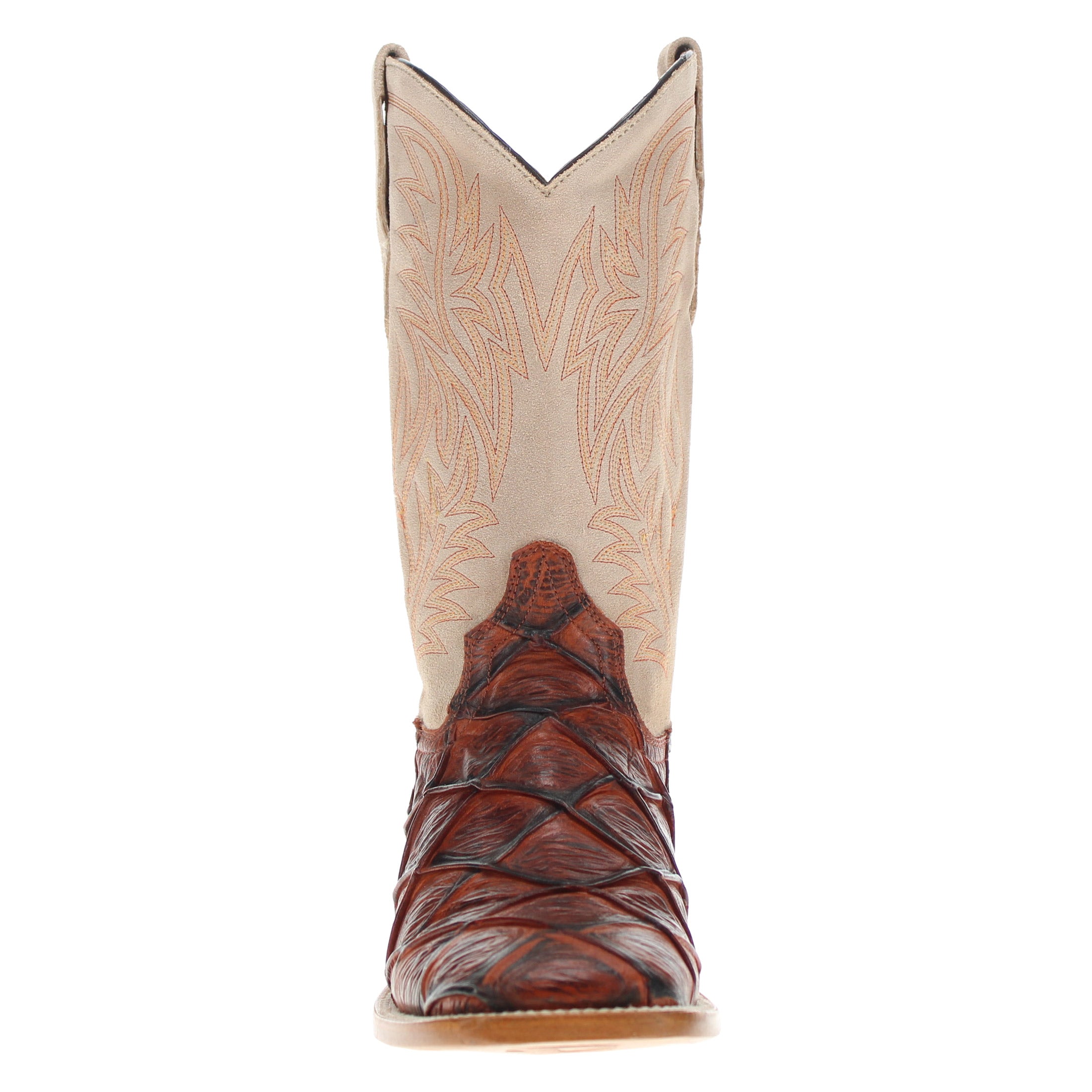 Men's Cognac Pirarucu Fish Print Cowboy Boots Malik by Vaccari Core