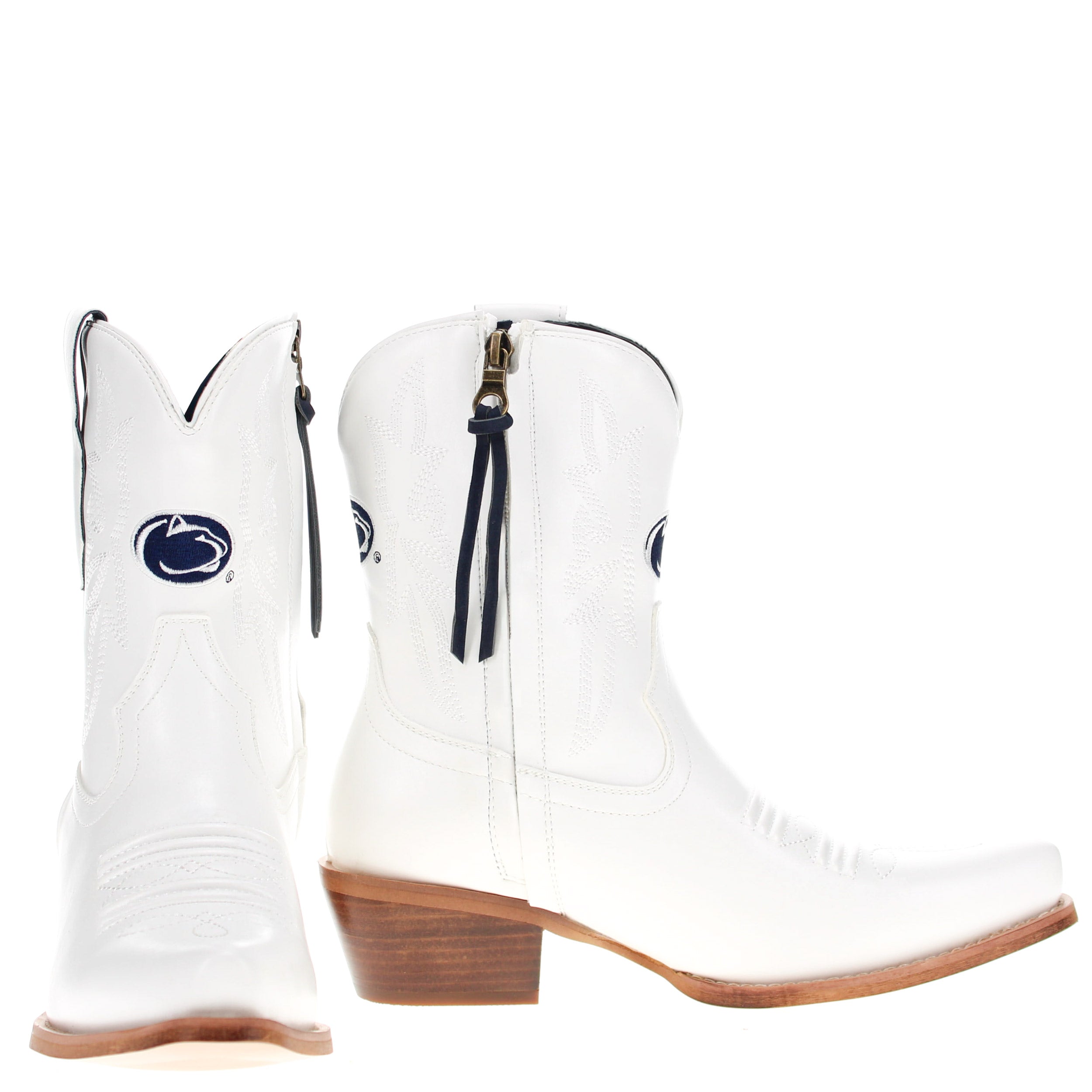 Women's Penn State University White Cowgirl Boots with Color Tassel Lynn by V by Vaccari