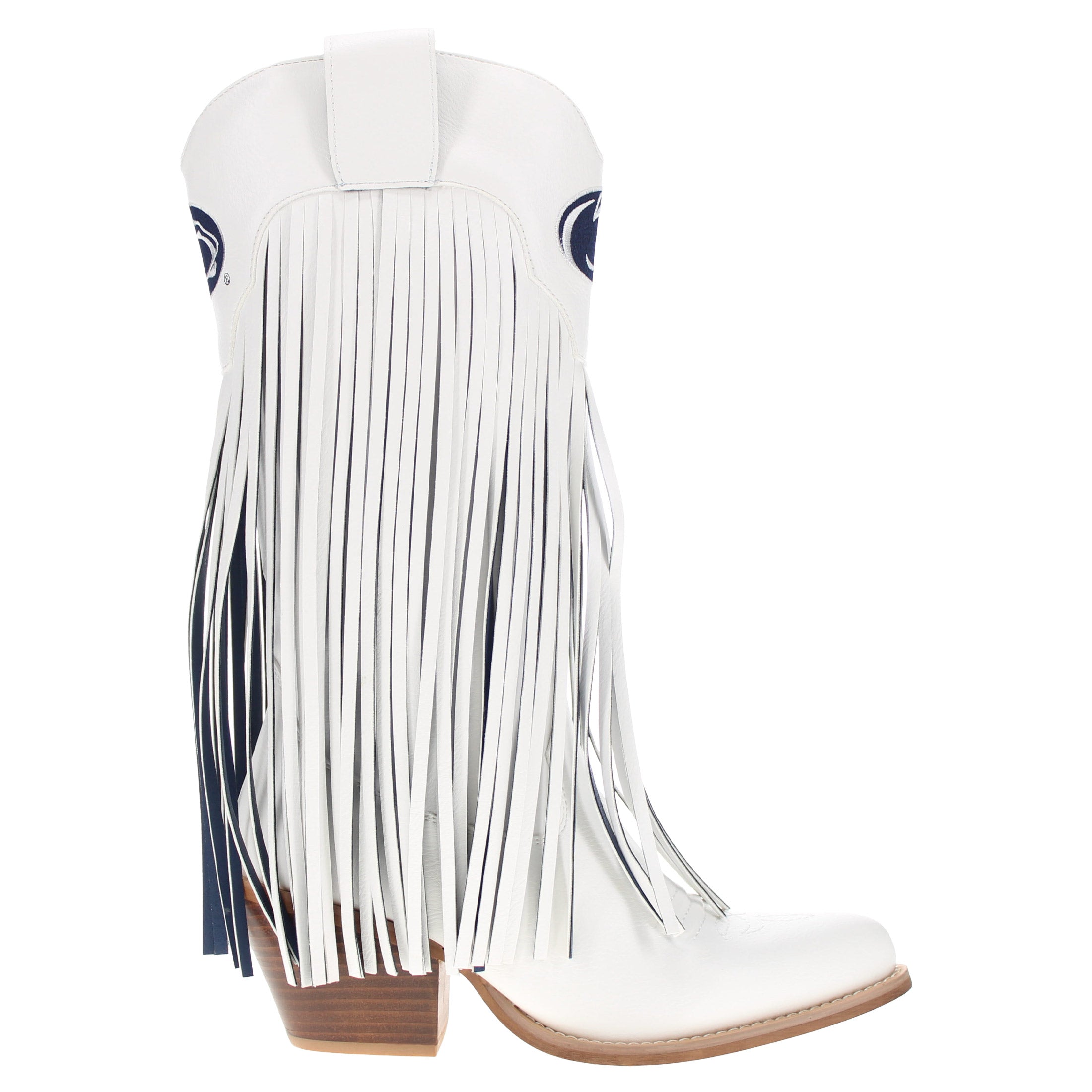 Women's Penn State University White Fringe Cowgirl Boots Kacey by V by Vaccari