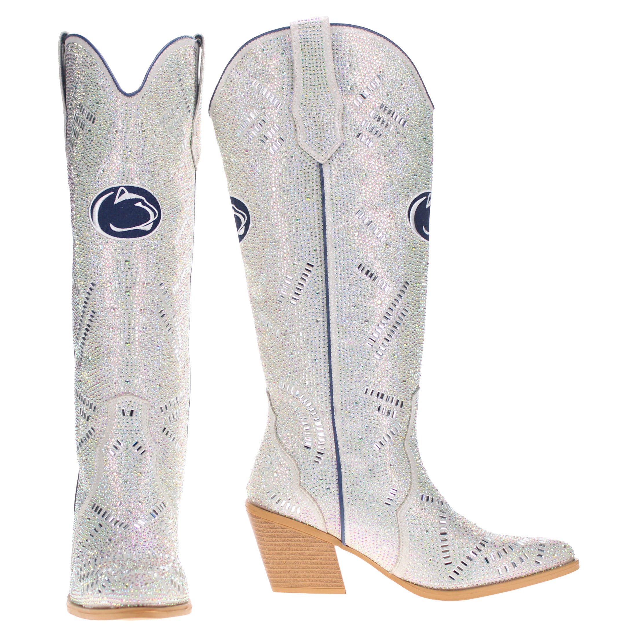 Women's Penn State University Natural Tall Bling Cowgirl Boots Amber by V by Vaccari