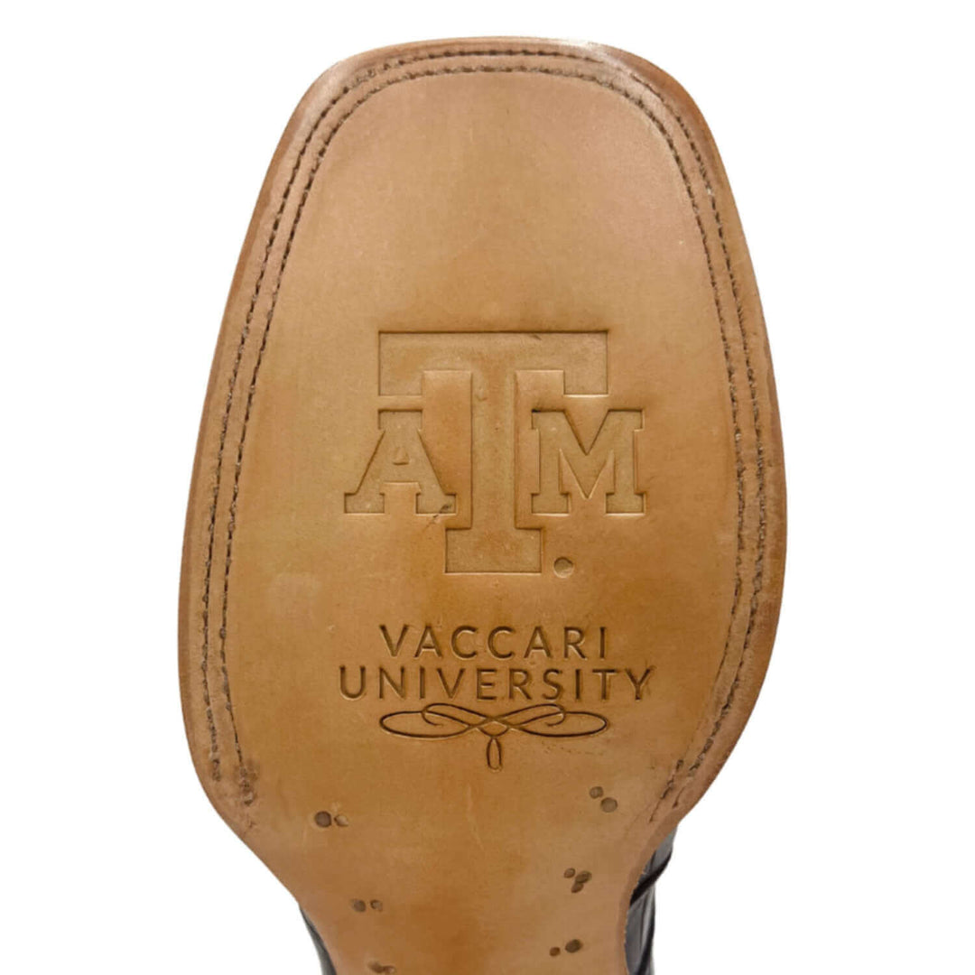 Men's Texas A&M Aggies Brown Square Toe American Alligator Cowboy Boots Parker by Vaccari