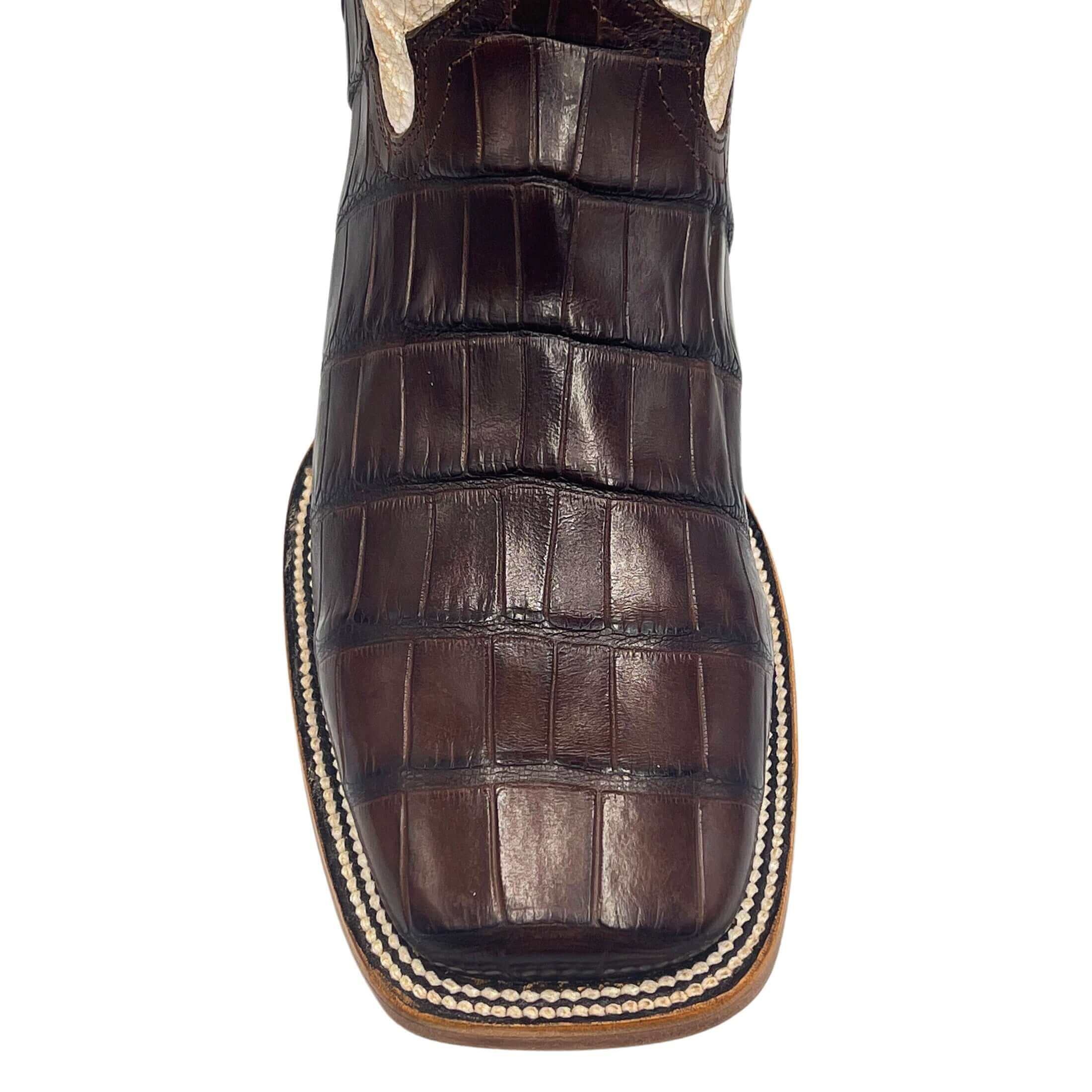 Men's Texas A&M Aggies Brown Square Toe American Alligator Cowboy Boots Parker by Vaccari