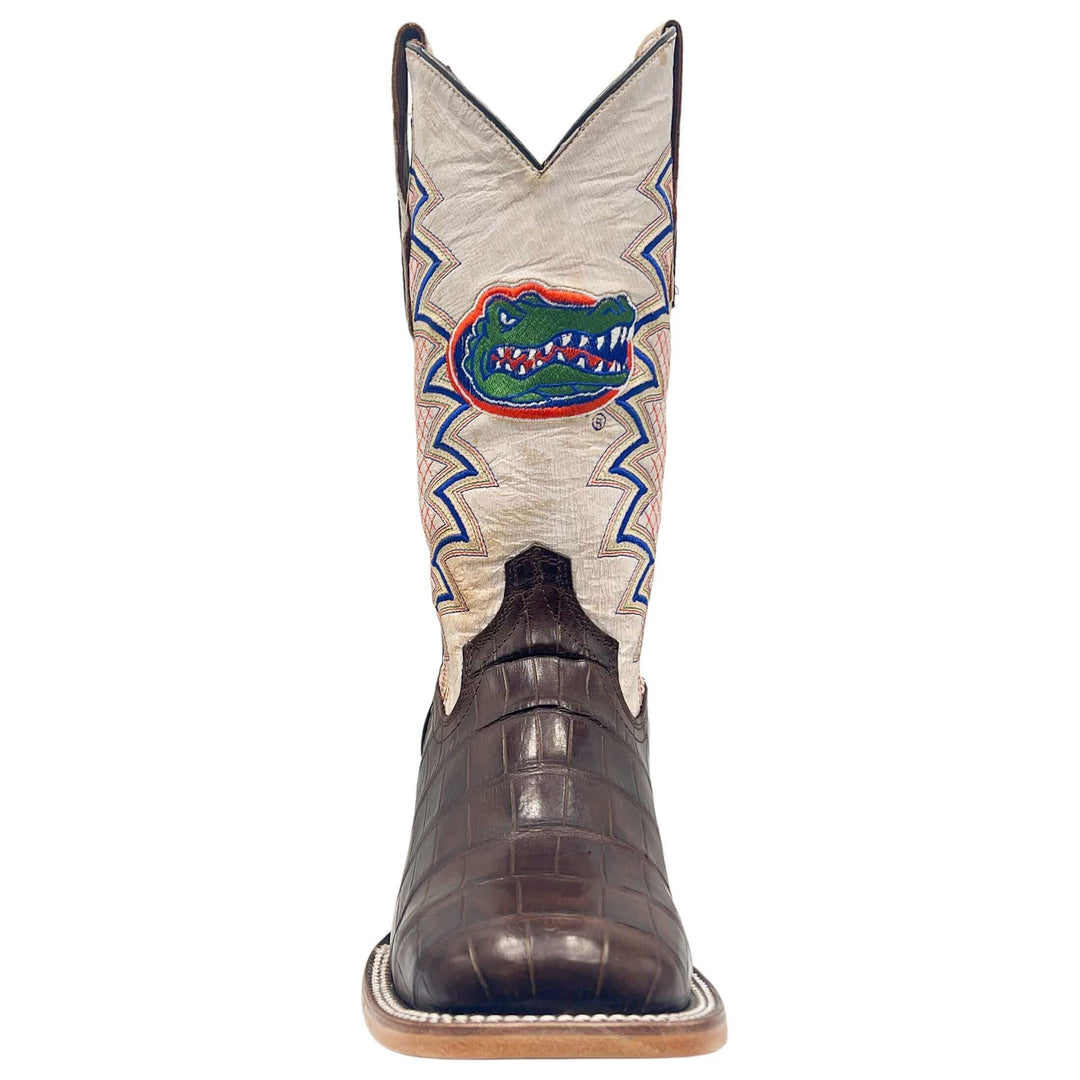Men's University of Florida Gators Cognac Square Toe American Alligator Cowboy Boots Parker by Vaccari