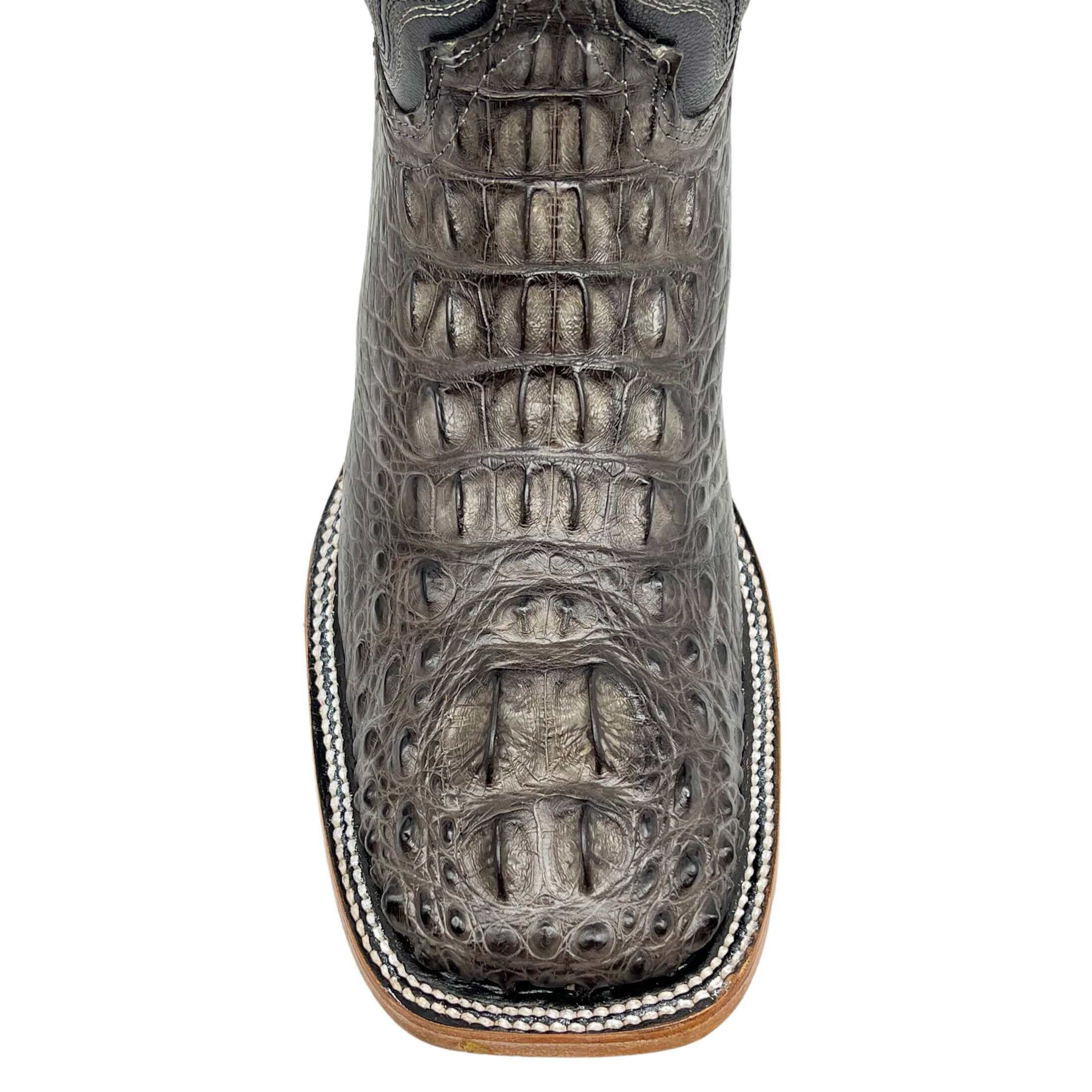 Men's Grey Head Cut American Alligator Square Toe Cowboy Boots by Vaccari