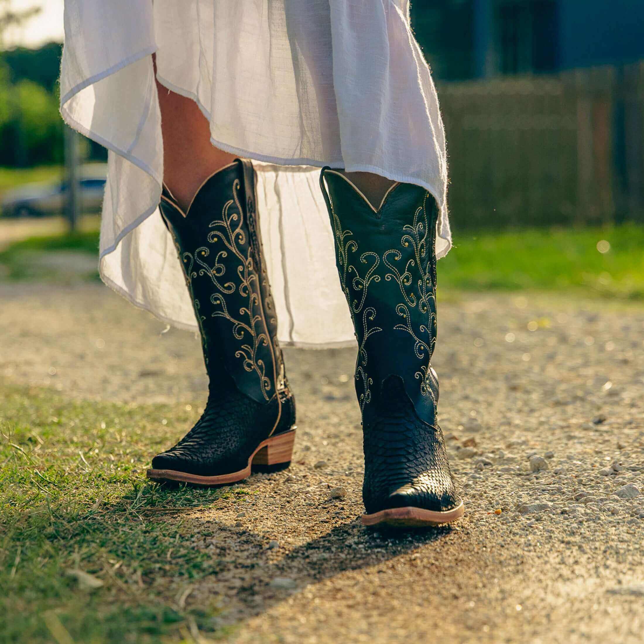 Women's Mocha Python Cowgirl Boots by Vaccari