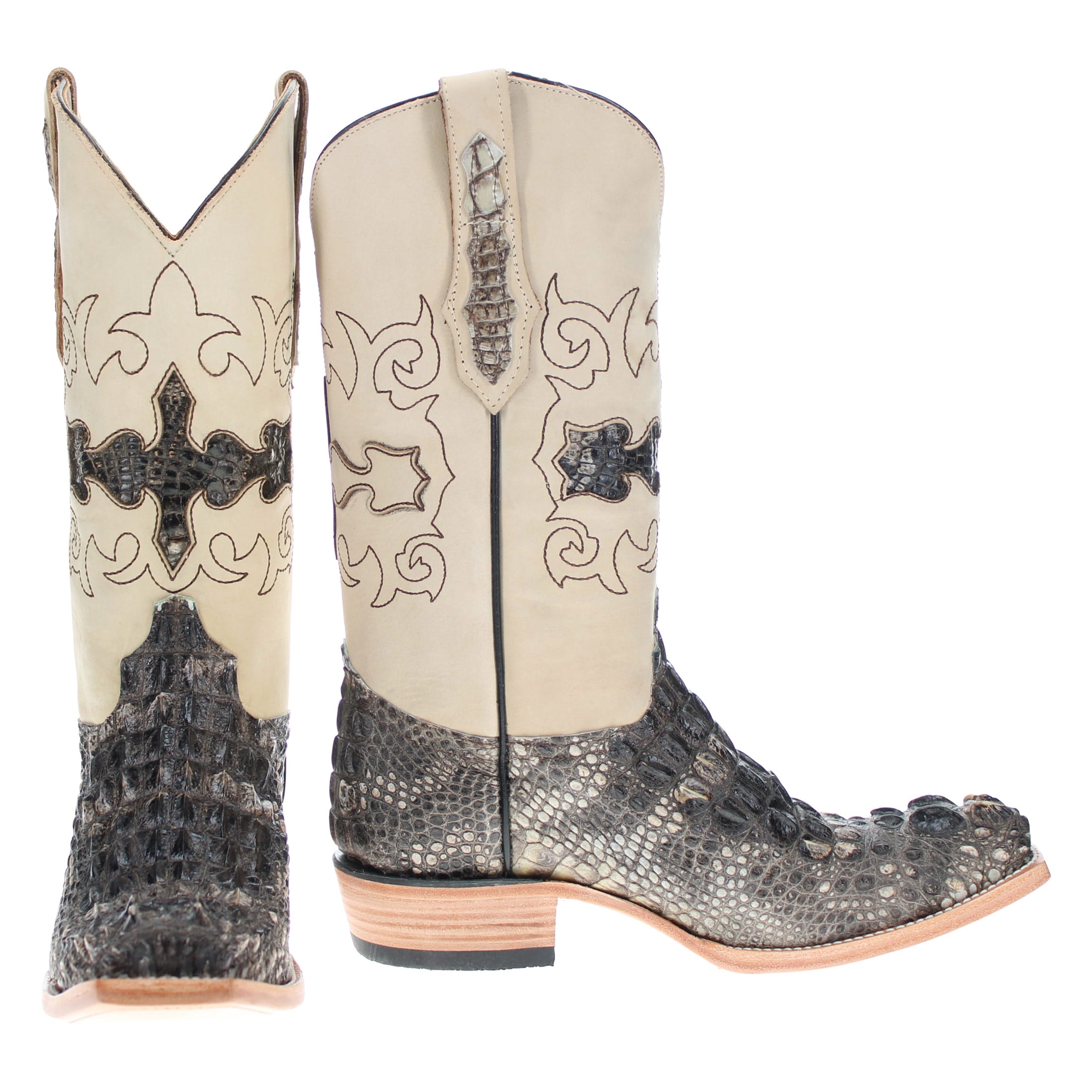 Mens Natural American Alligator Headcut Narrow Square Toe Cowboy Boots Ryder by Vaccari