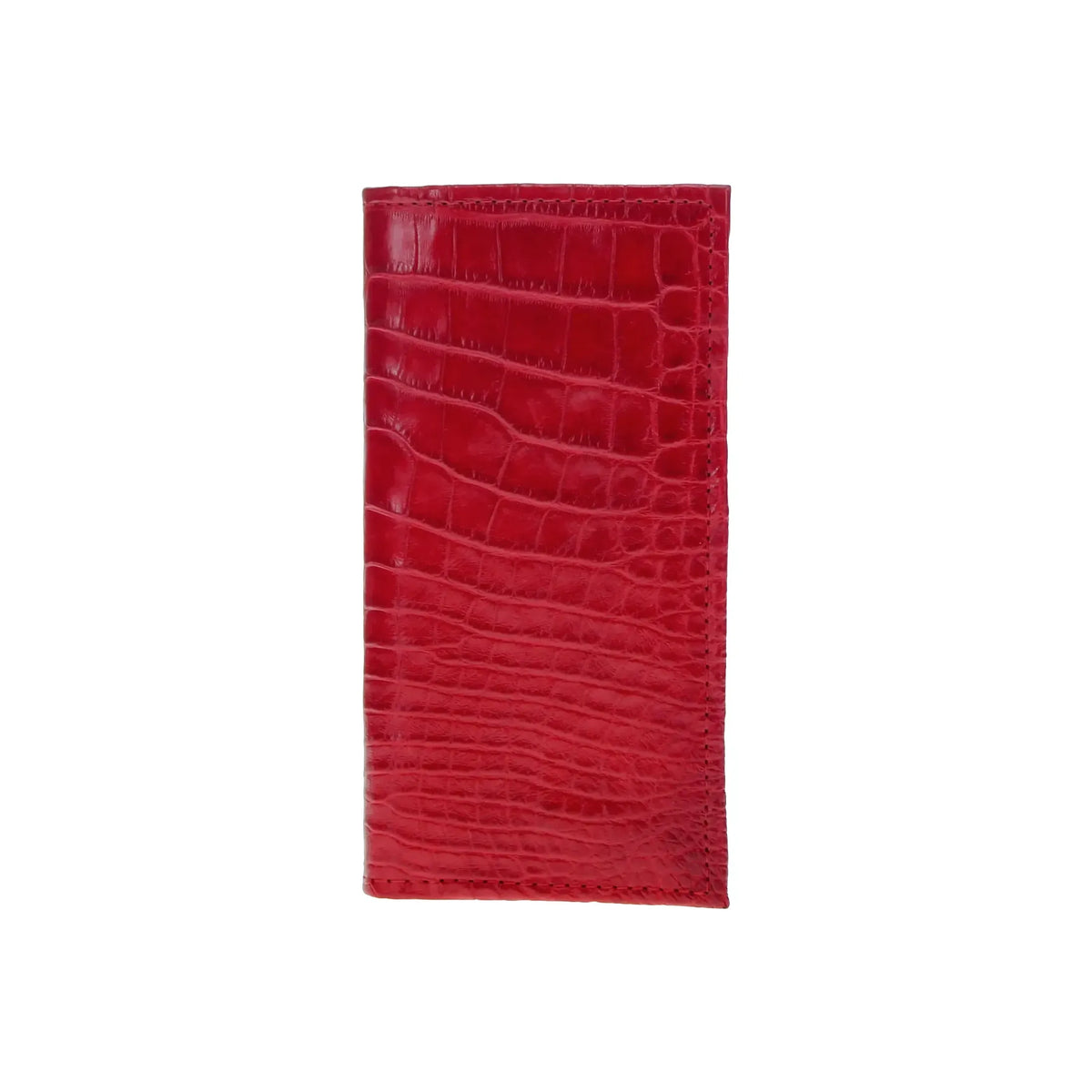 Red embossed alligator checkbook wallet