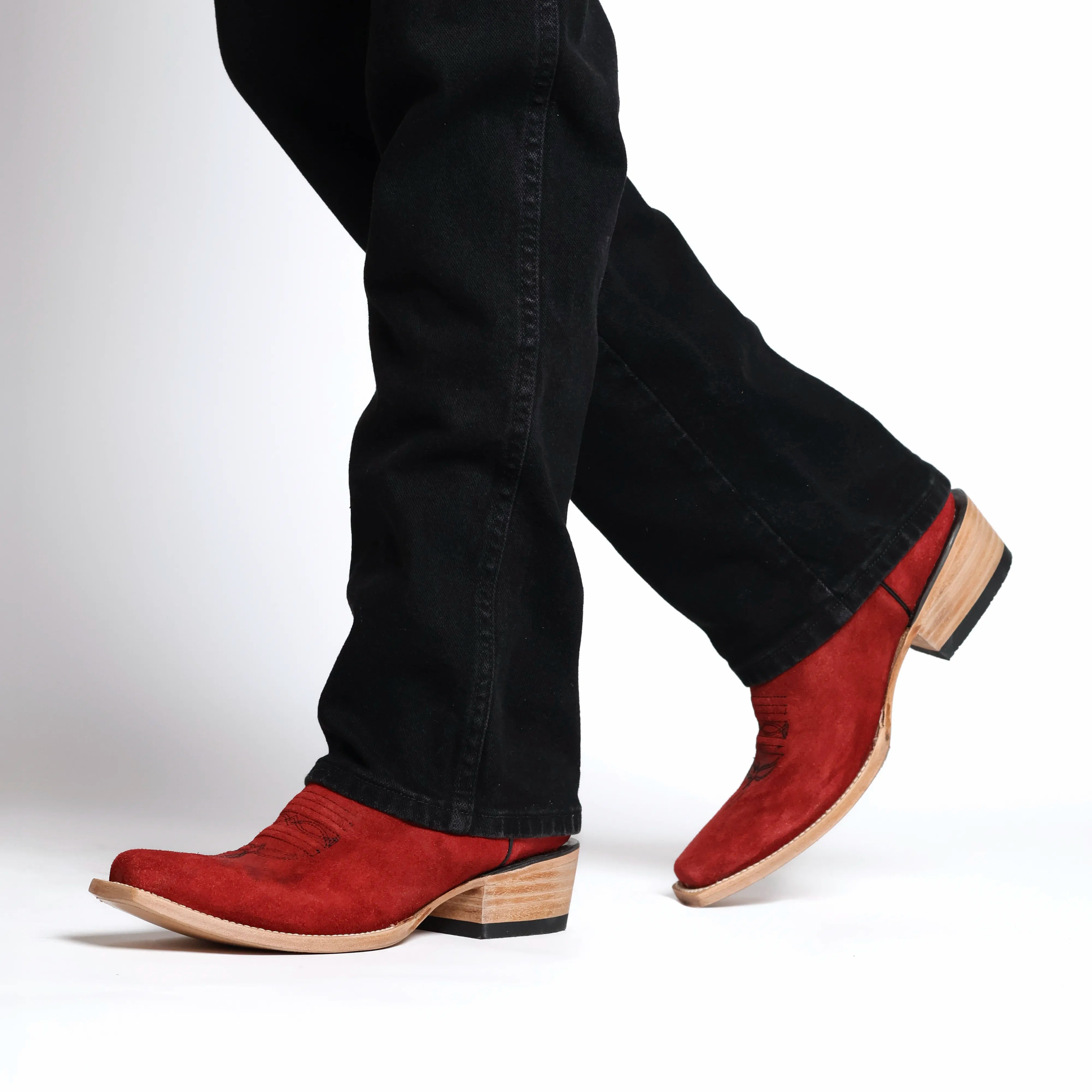 Men's Red Suede Vamp JW Toe Cowboy Boots by Vaccari