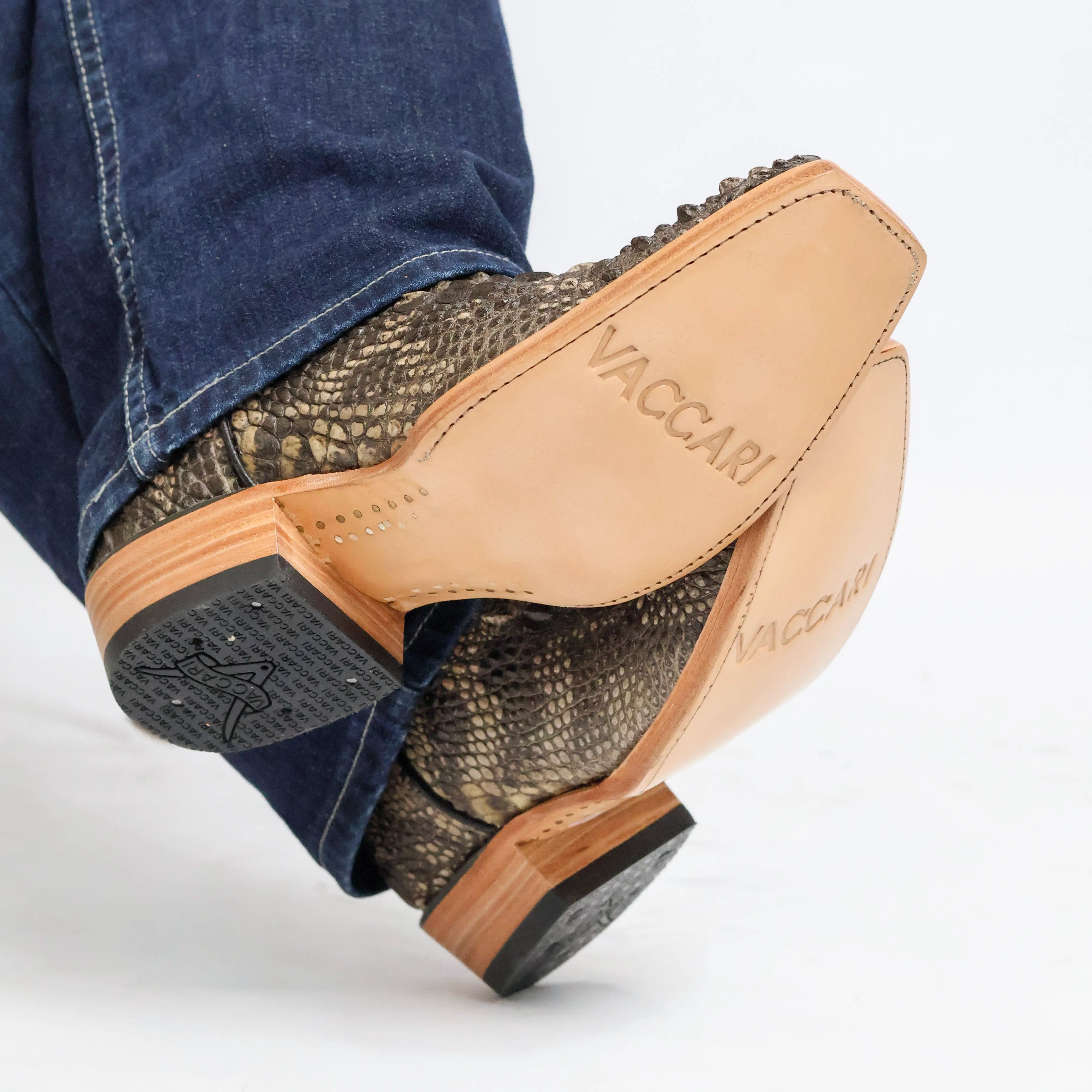 Mens Natural American Alligator Headcut Narrow Square Toe Cowboy Boots Ryder by Vaccari