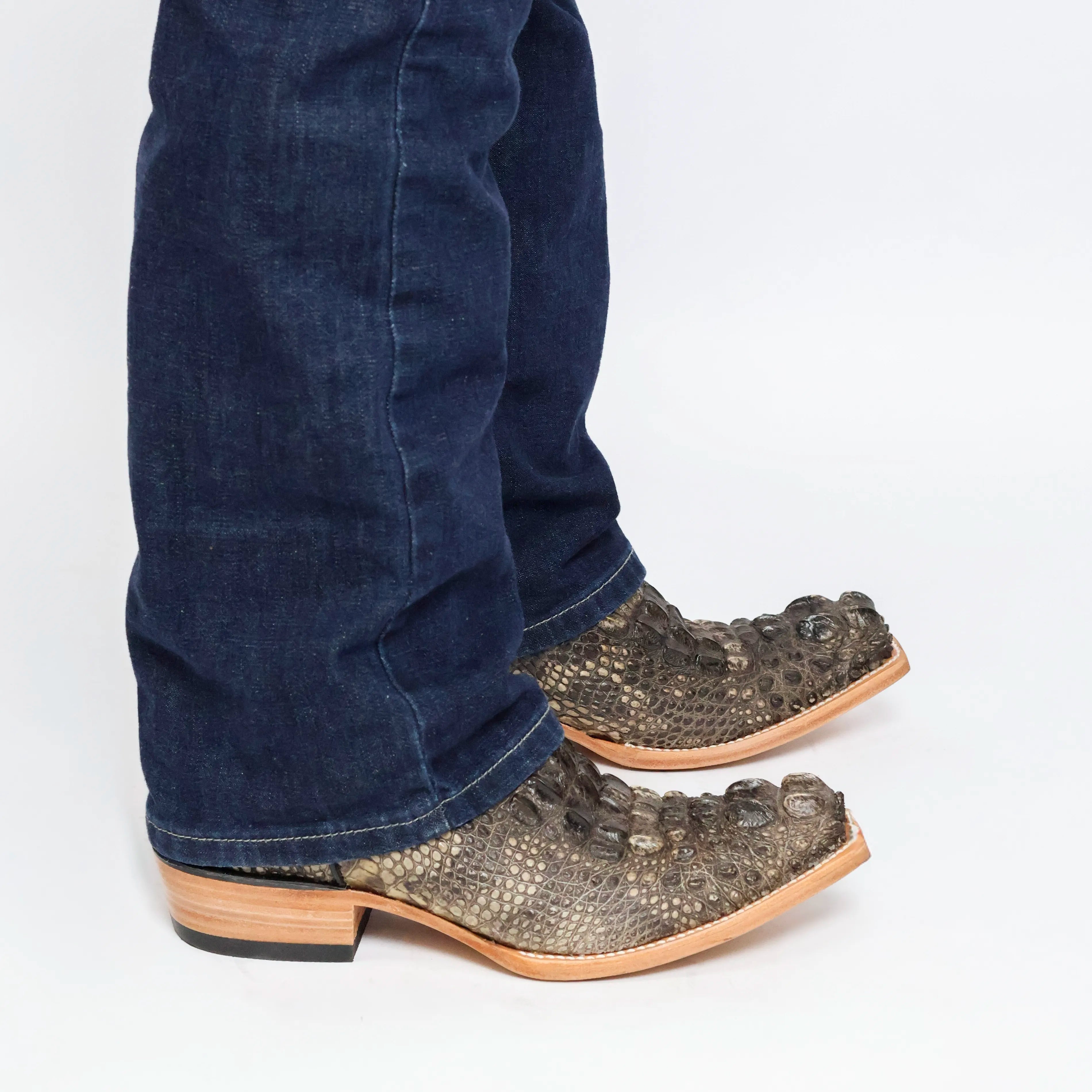 Mens Natural American Alligator Headcut Narrow Square Toe Cowboy Boots Ryder by Vaccari