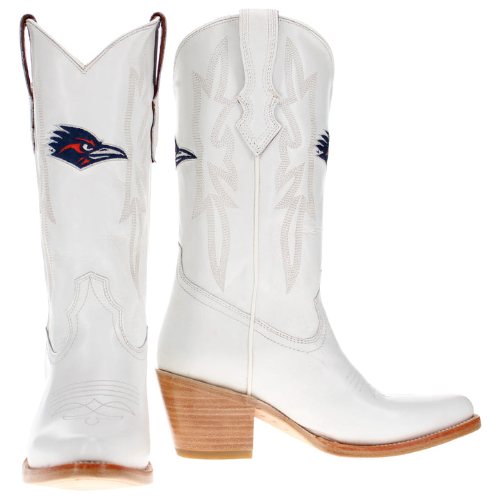 Women's UTSA All White Pointed Toe Cowgirl Boots Leighton Vaccari University