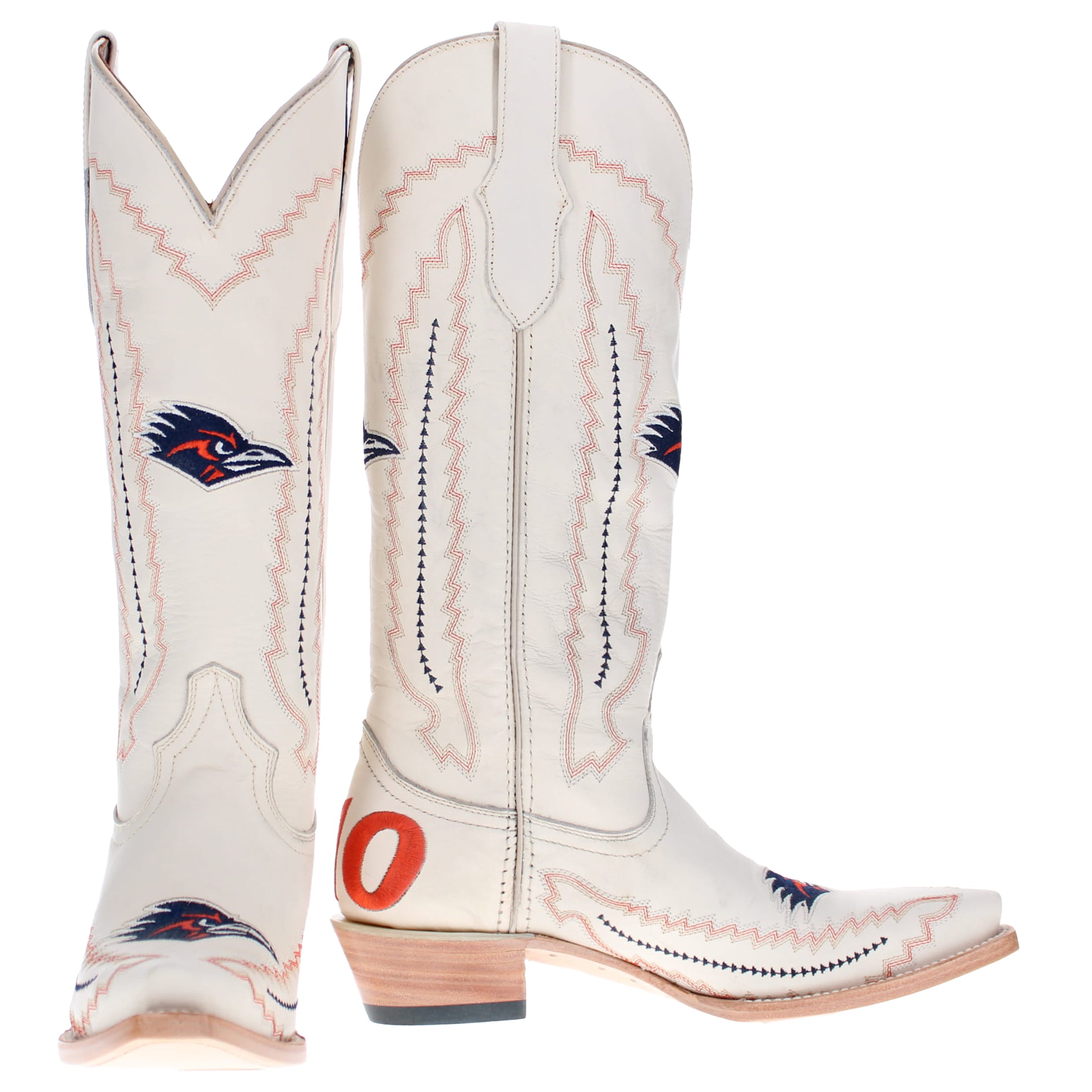Women's University of Texas at San Antonio Roadrunners Bone Leather Snip Toe Cowgirl Boots by Vaccari