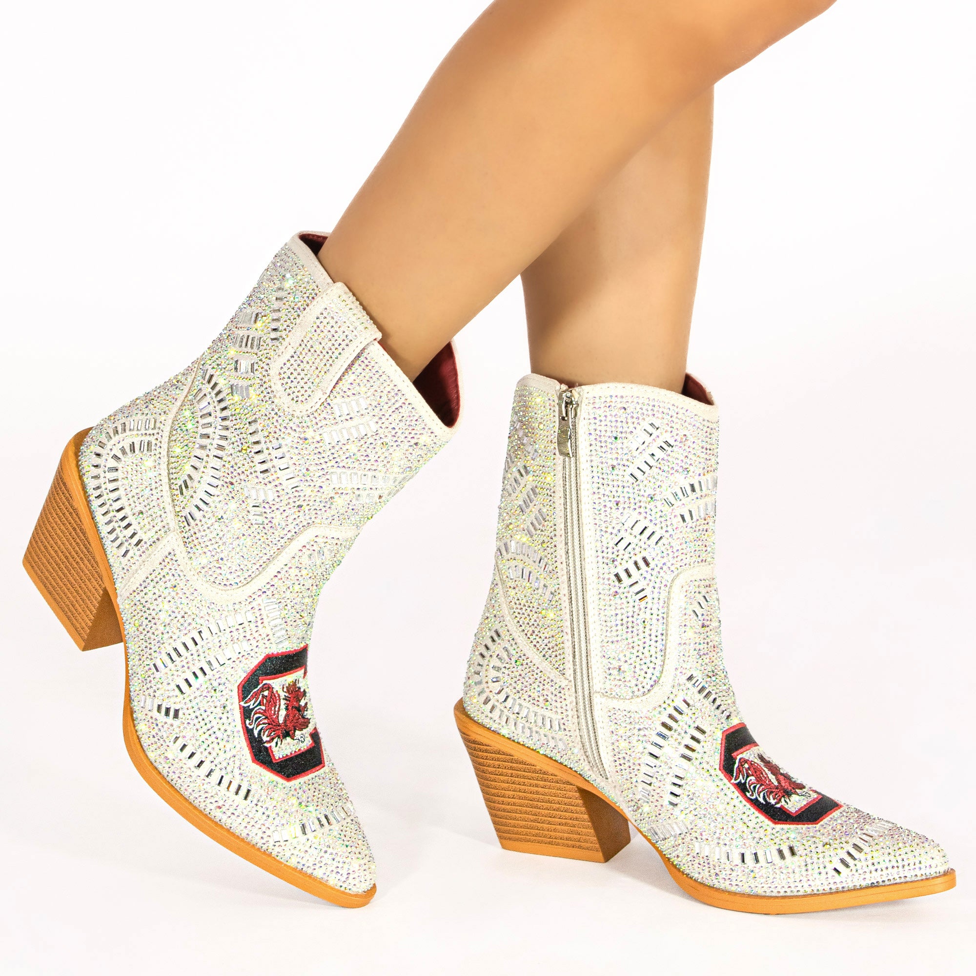 Women's University of South Carolina Natural Bling Cowgirl Booties Jade by V by Vaccari