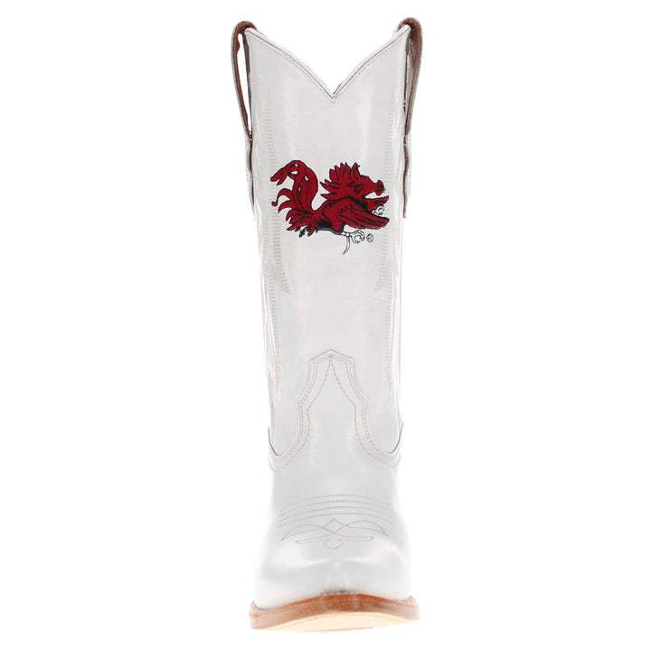 Women's South Carolina University All White Pointed Toe Cowgirl Boots Leighton Vaccari University