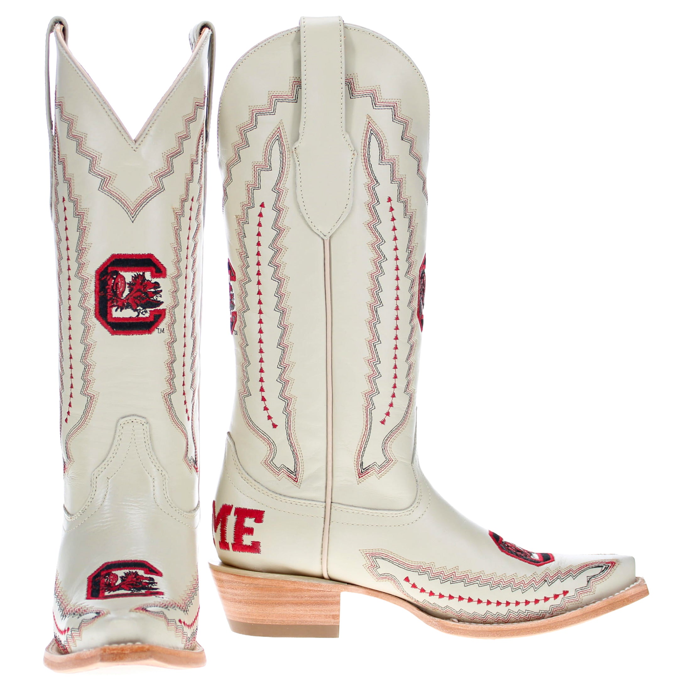 Women's South Carolina University Bone Snip Toe Cowgirl Boots Naomi by Vaccari