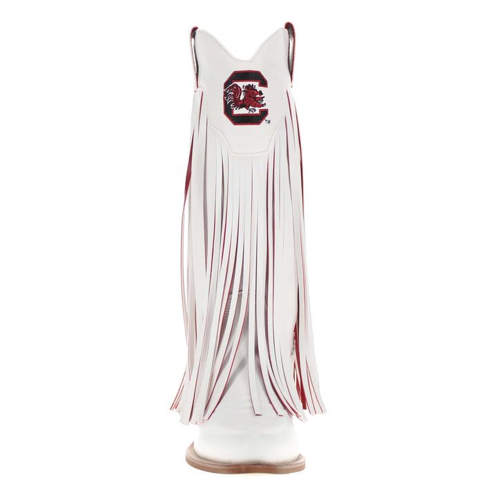 University of South Carolina Kacey White Fringe Boot By V By Vaccari