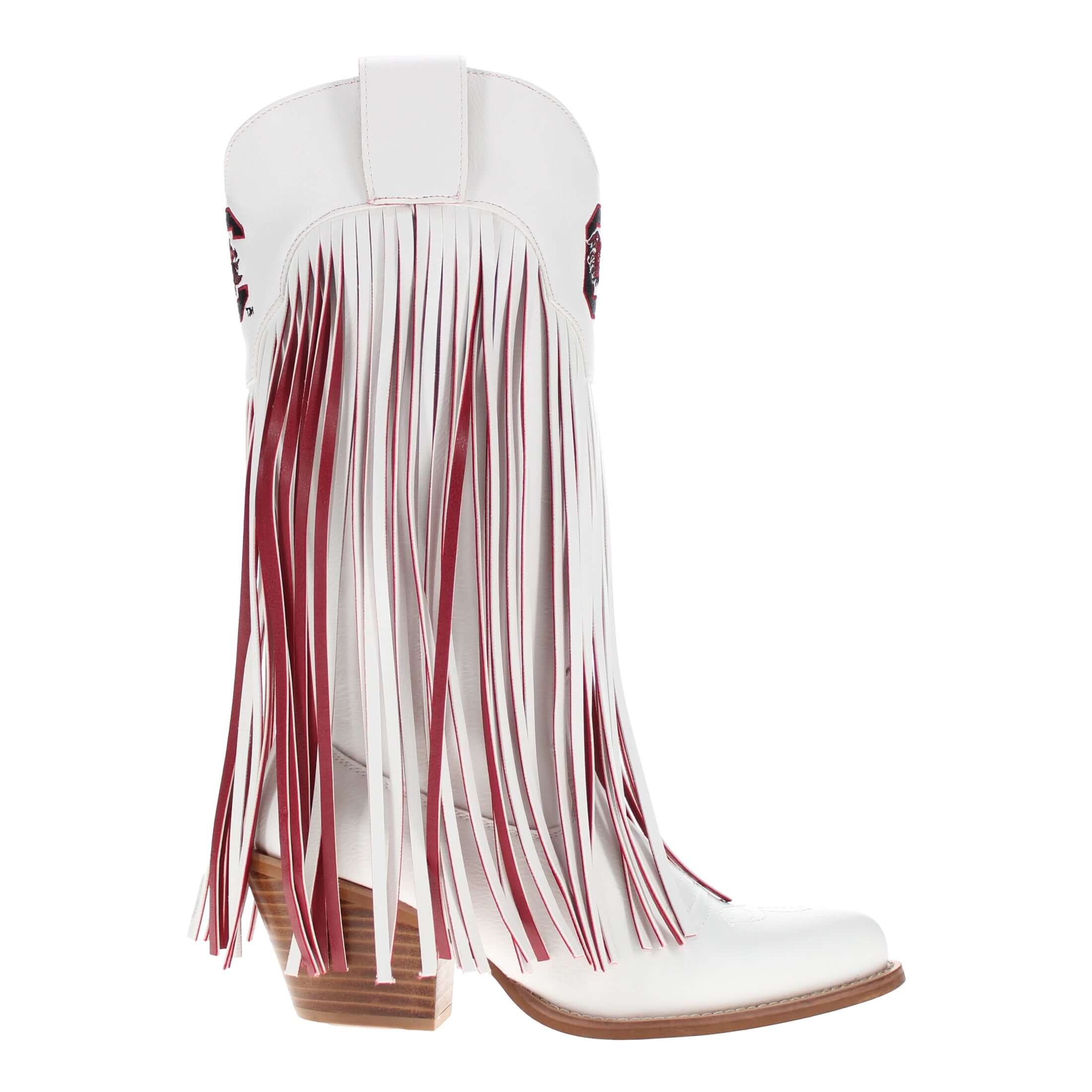 University of South Carolina Kacey White Fringe Boot By V By Vaccari