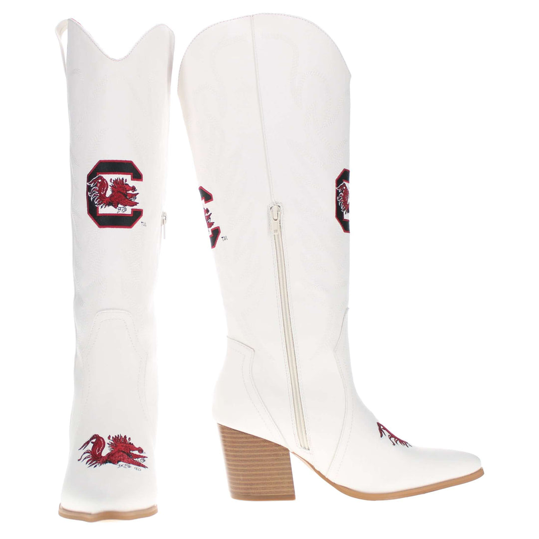 University of South Carolina Blair Tall White Boot By V By Vaccari