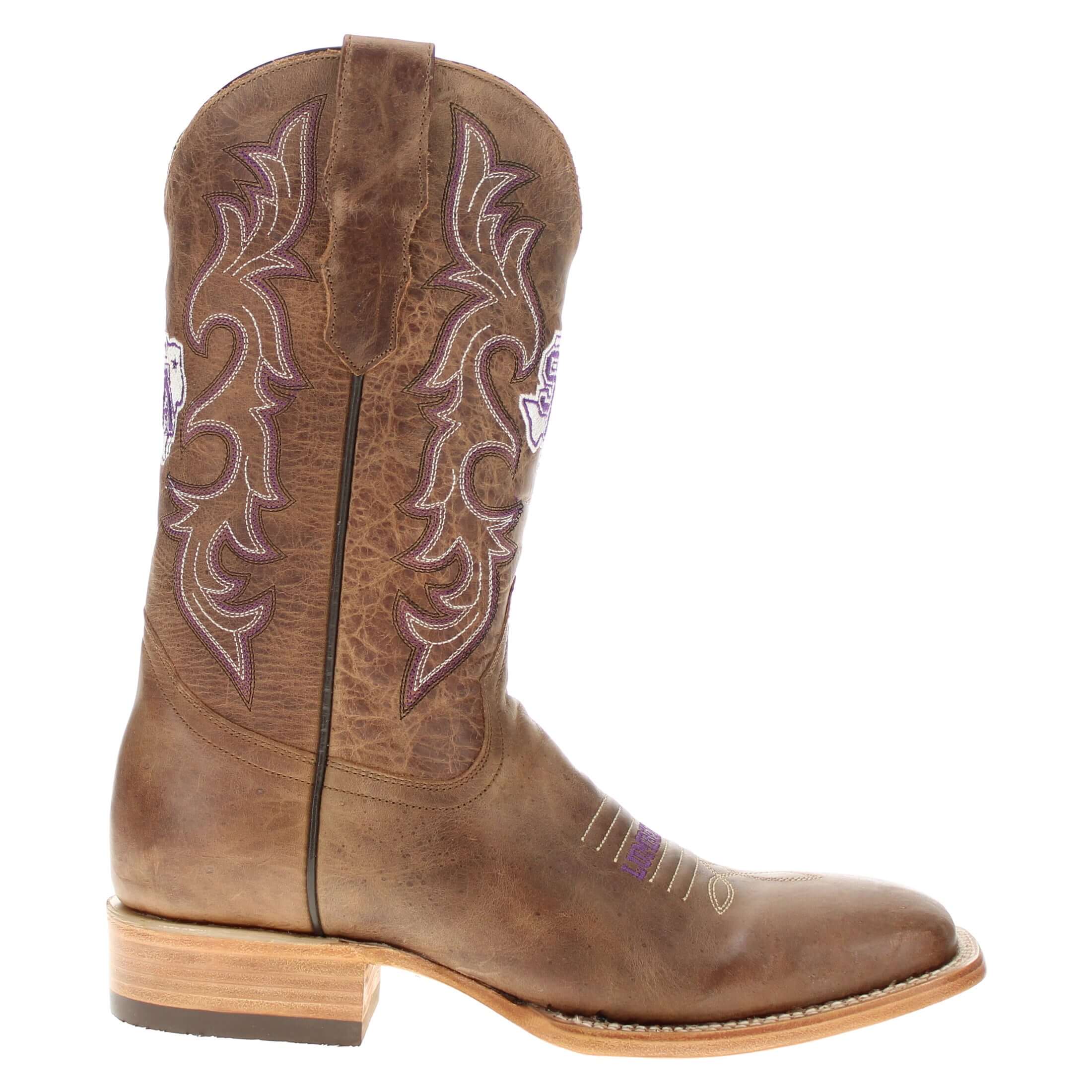 Men's Stephen F. Austin State University Tan Sqaure Toe Cowboy Boots by Vaccari