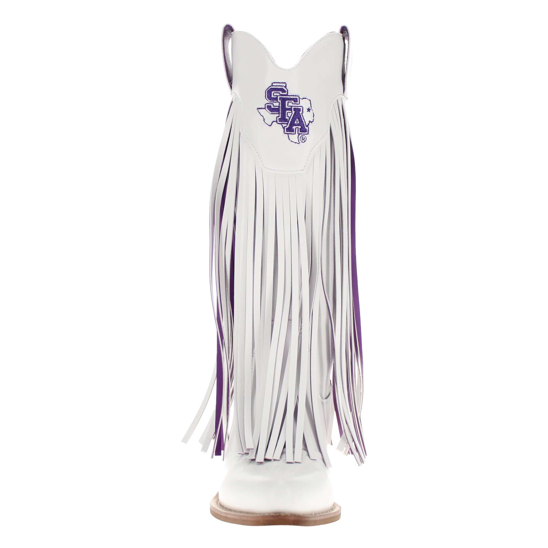 Stephen F. Austin State University Kacey White Fringe Boot by V By Vaccari