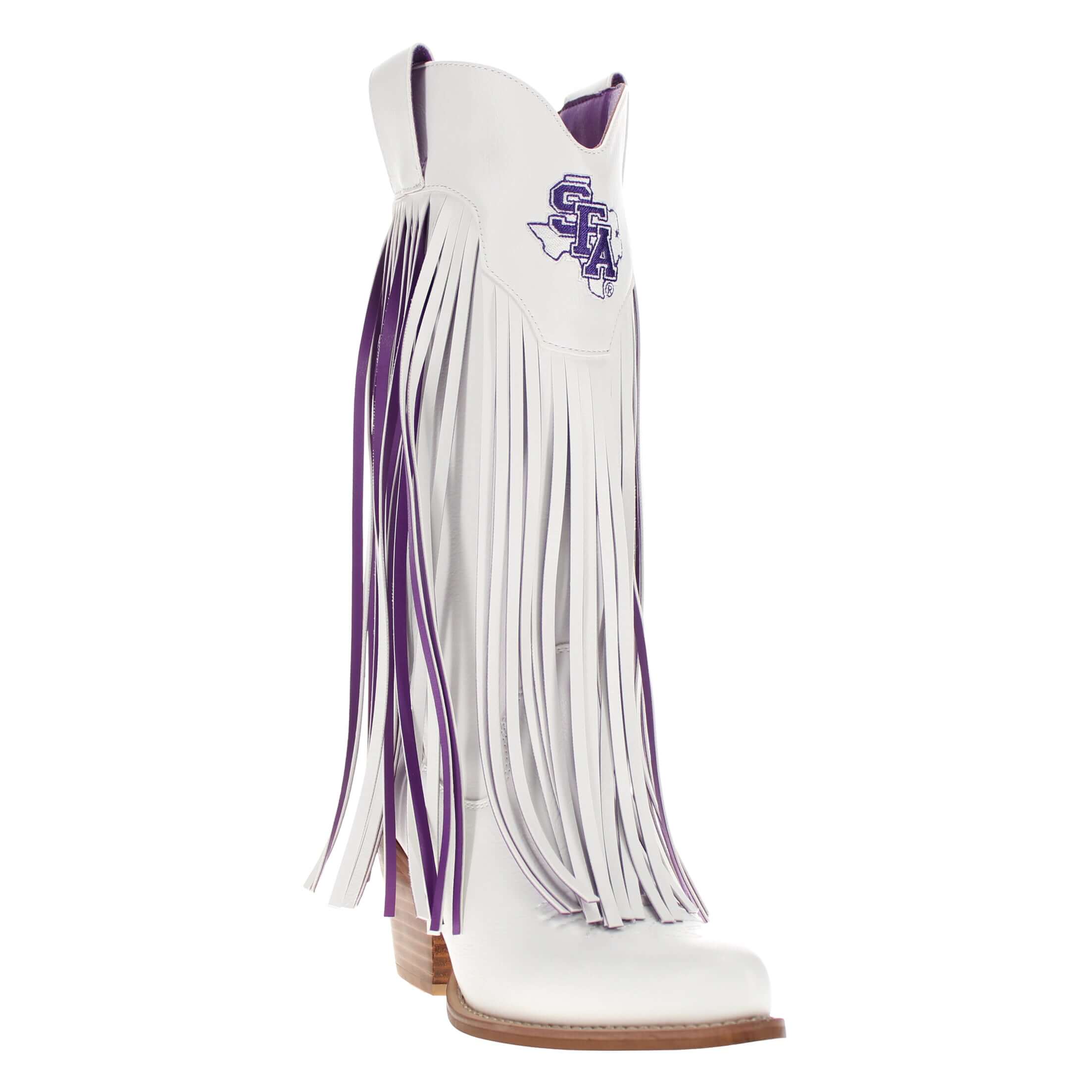Stephen F. Austin State University Kacey White Fringe Boot by V By Vaccari