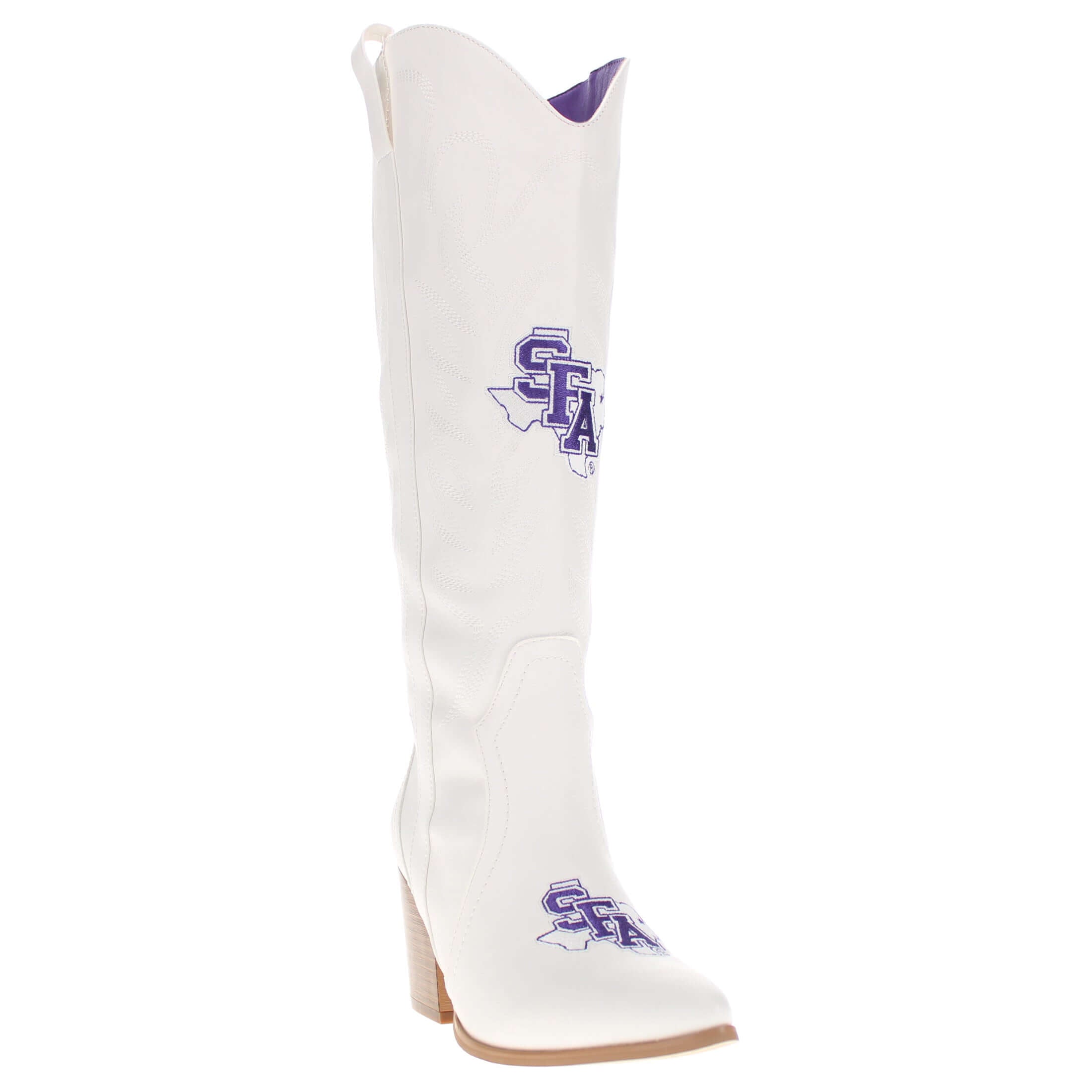 Stephen F. Austin State University Blair Tall White Boot By V By Vaccari