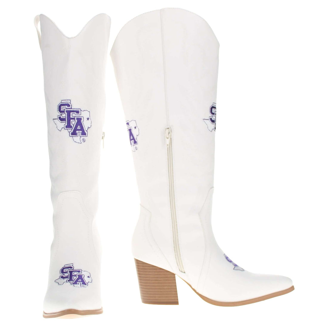 Stephen F. Austin State University Blair Tall White Boot By V By Vaccari