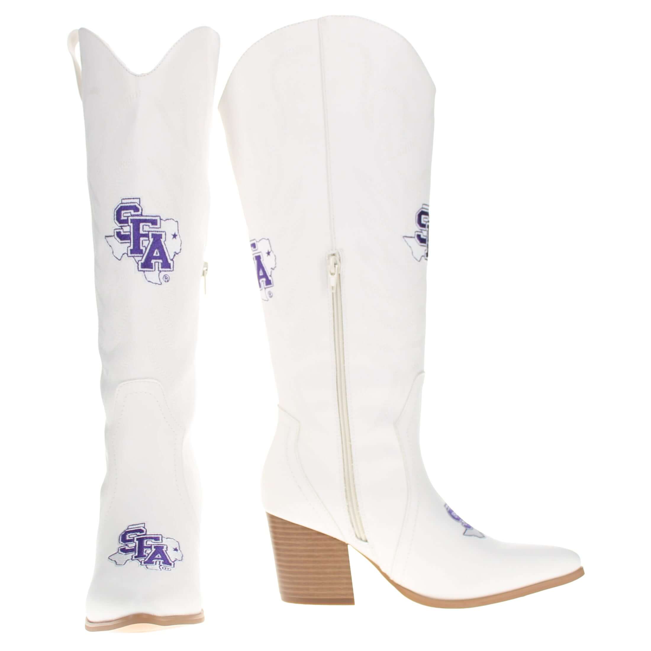 Stephen F. Austin State University Blair Tall White Boot By V By Vaccari
