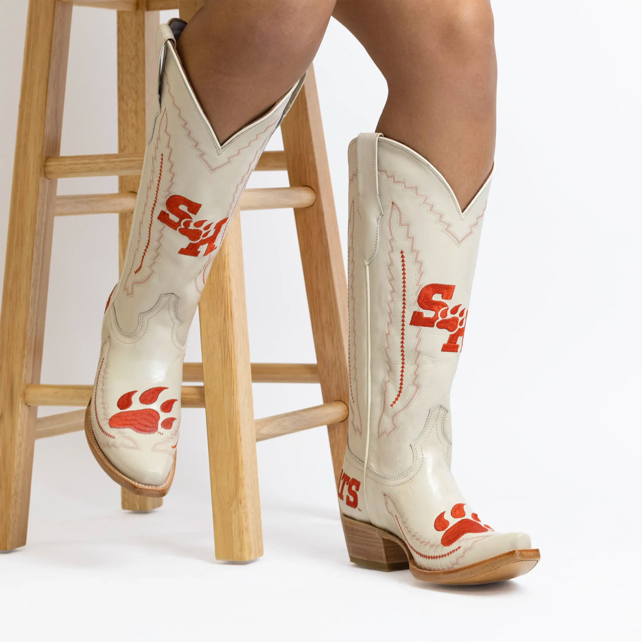 Women's Sam Houston State University Bone Snip Toe Cowgirl Boots Naomi by Vaccari