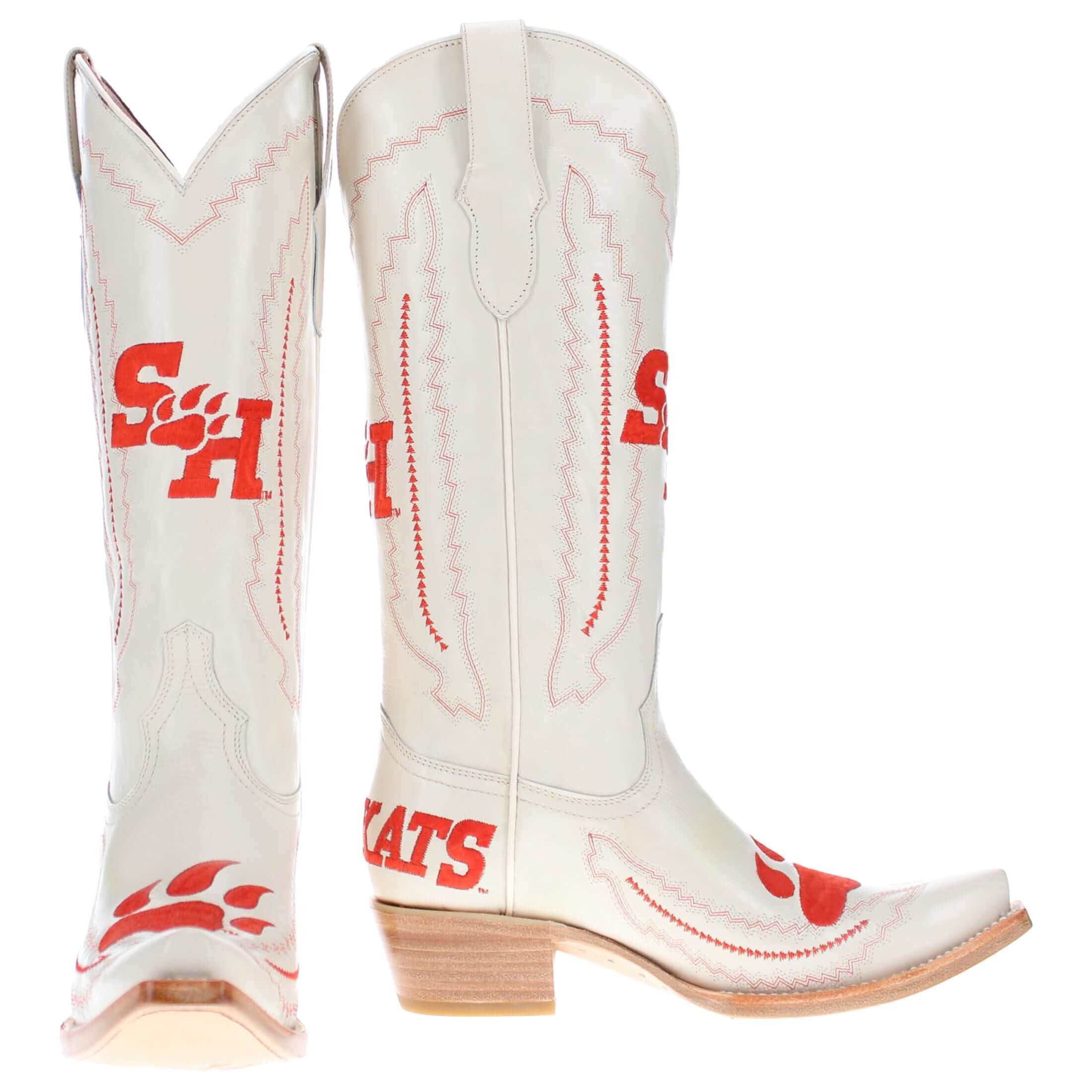 Women's Sam Houston State University Bone Snip Toe Cowgirl Boots Naomi by Vaccari