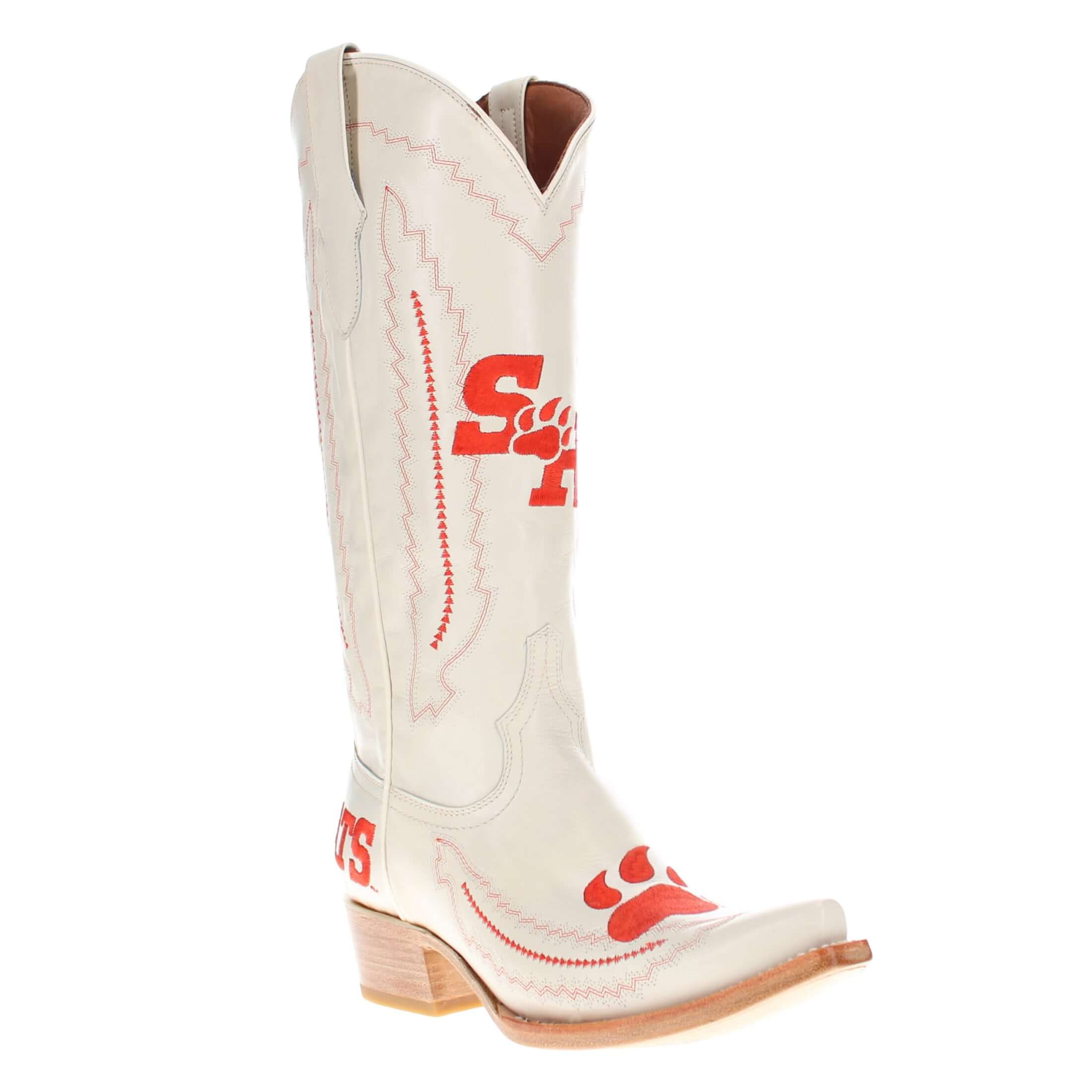 Women's Sam Houston State University Bone Snip Toe Cowgirl Boots Naomi by Vaccari