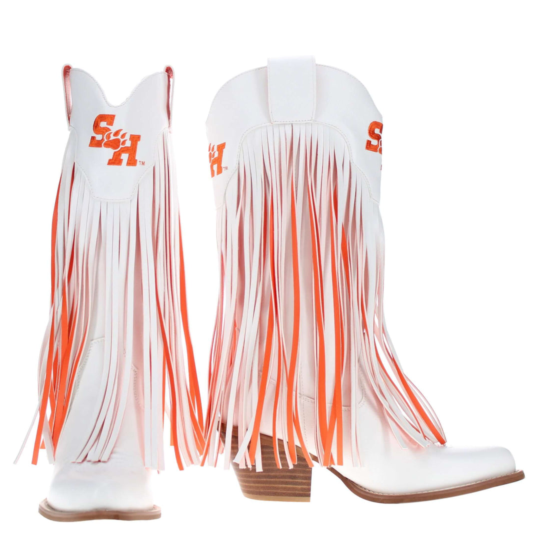 Sam Houston State University Kacey White Fringe Boot by V By Vaccari