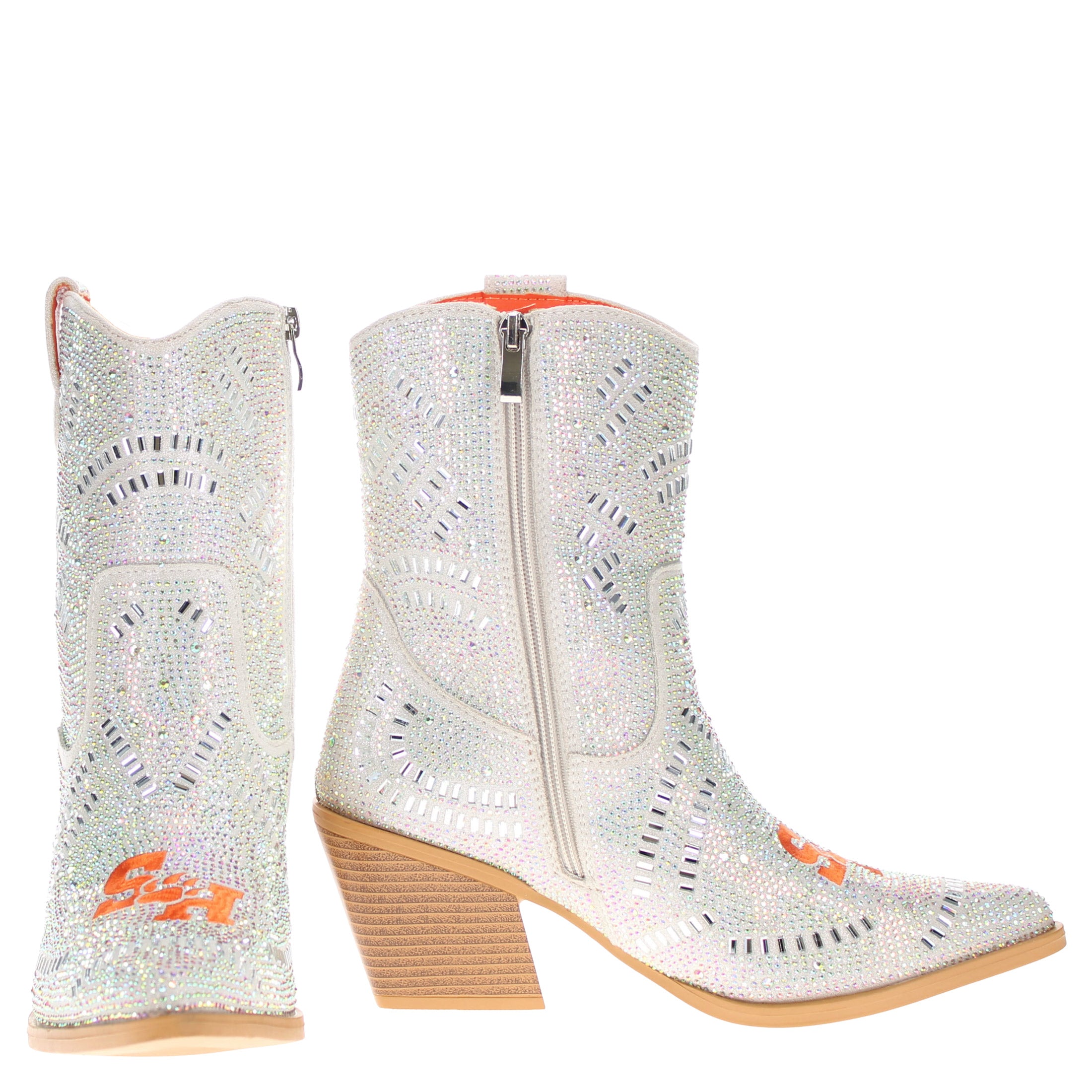 Women's Sam Houston State University Natural Bling Cowgirl Booties Jade by V by Vaccari