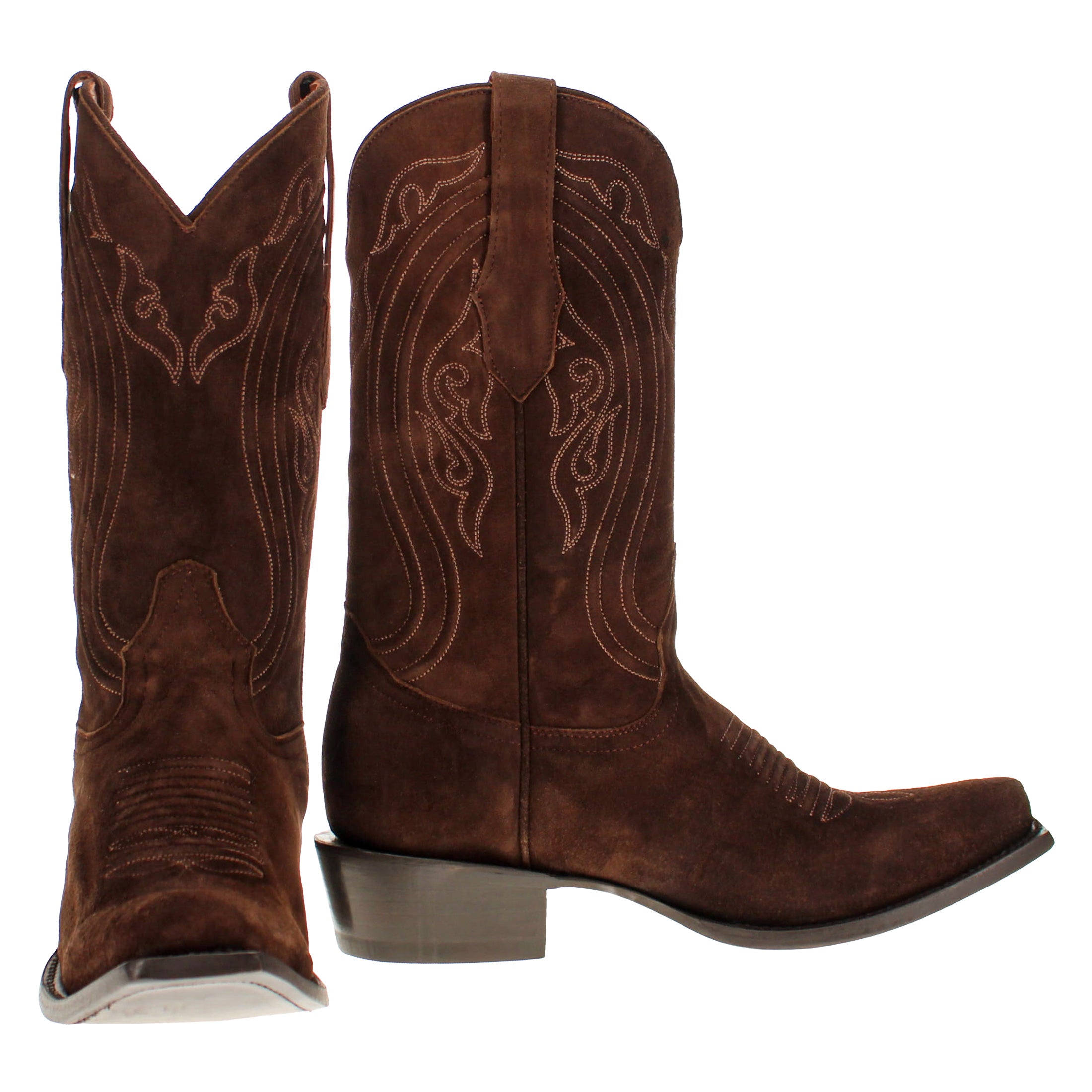 Men's Full Mocha Suede JW Toe Cowboy Boots by Vaccari