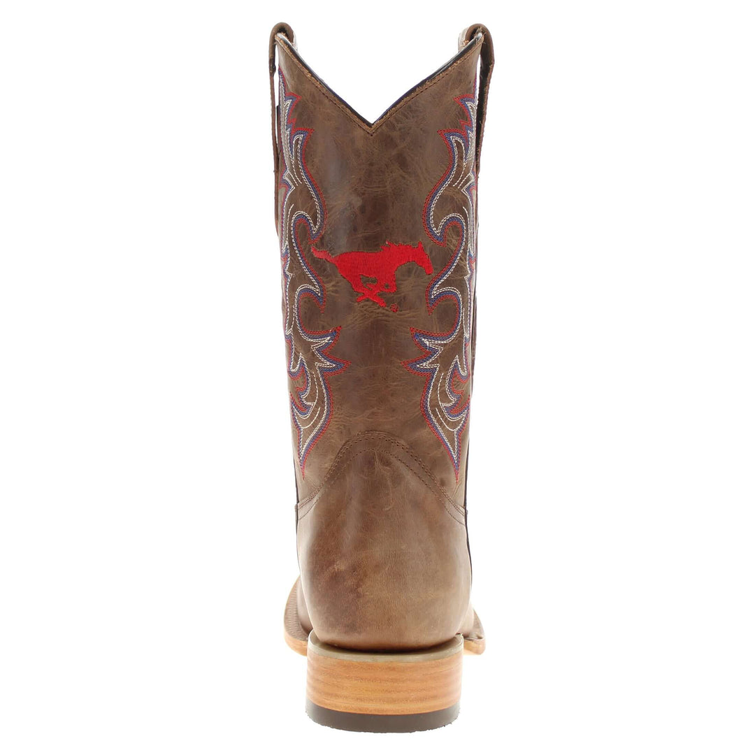 Men's Southern Methodist University Tan Sqaure Toe Cowboy Boots by Vaccari