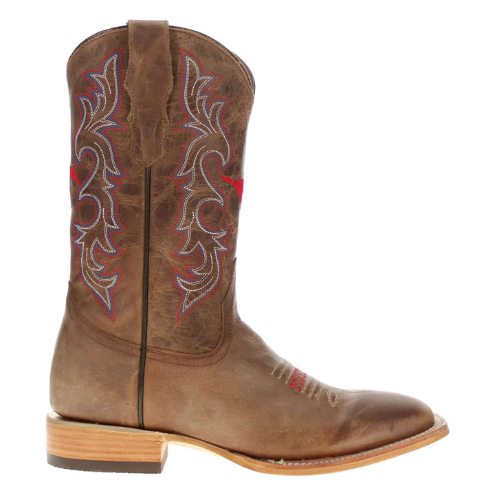 Men's Southern Methodist University Tan Sqaure Toe Cowboy Boots by Vaccari