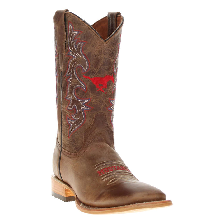Men's Southern Methodist University Tan Sqaure Toe Cowboy Boots by Vaccari