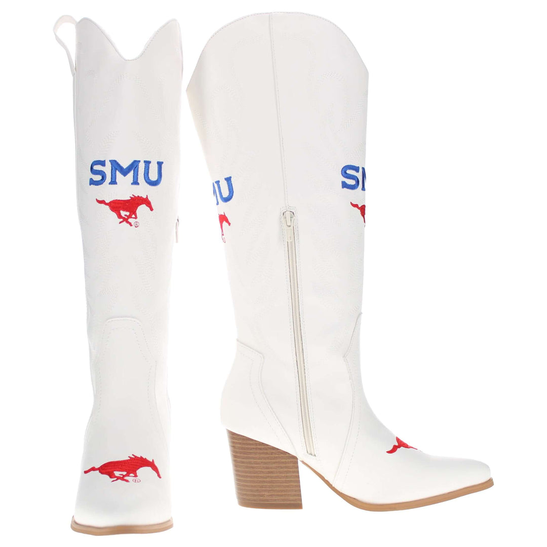 Southern Methodist University Blair Tall White Boot By V By Vaccari