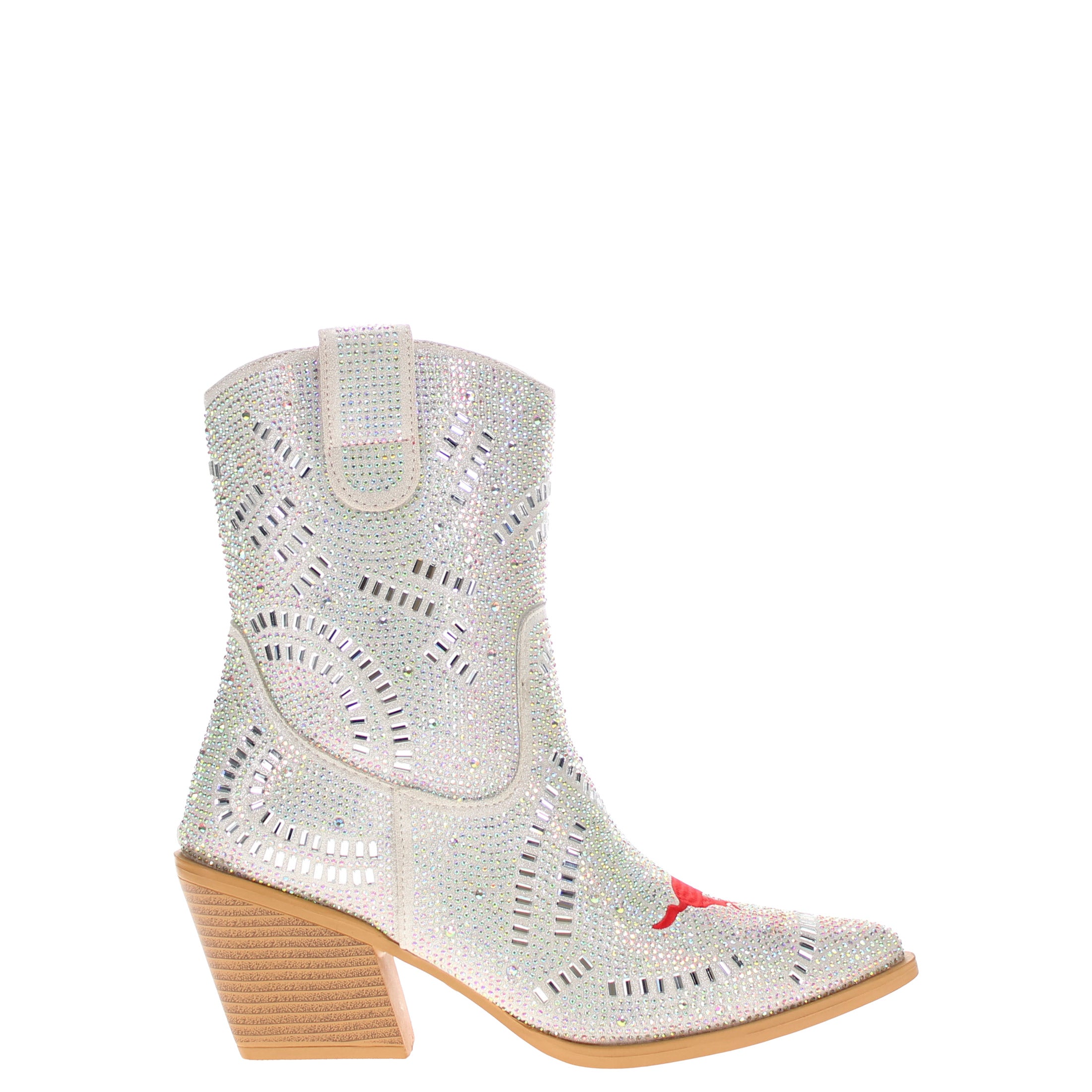 Women's SMU Natural Bling Cowgirl Booties Jade by V by Vaccari