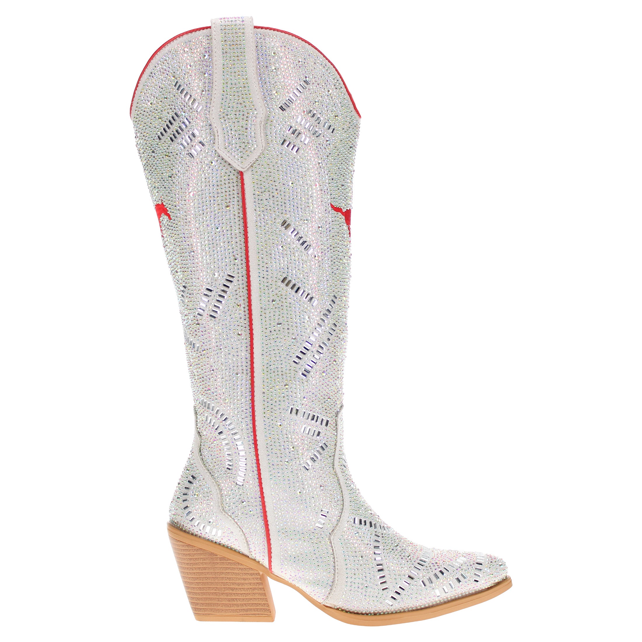 Women's SMU Natural Tall Bling Cowgirl Boots Amber by V by Vaccari