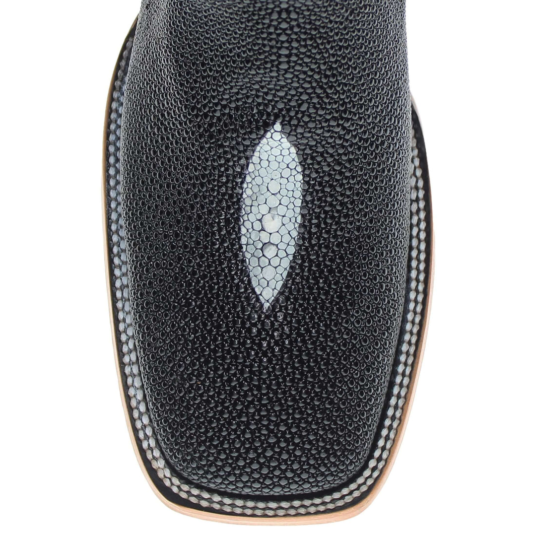 Mens Black Stingray Leather Square Toe Cowboy Boots by Vaccari