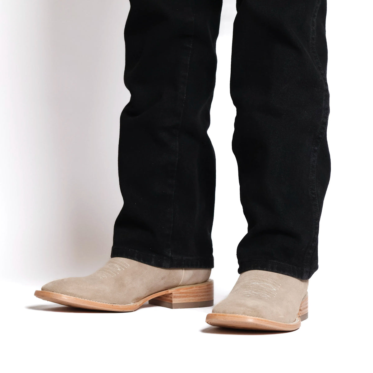 Men's Ivory Suede Vamp BS Toe Cowboy Boots by Vaccari