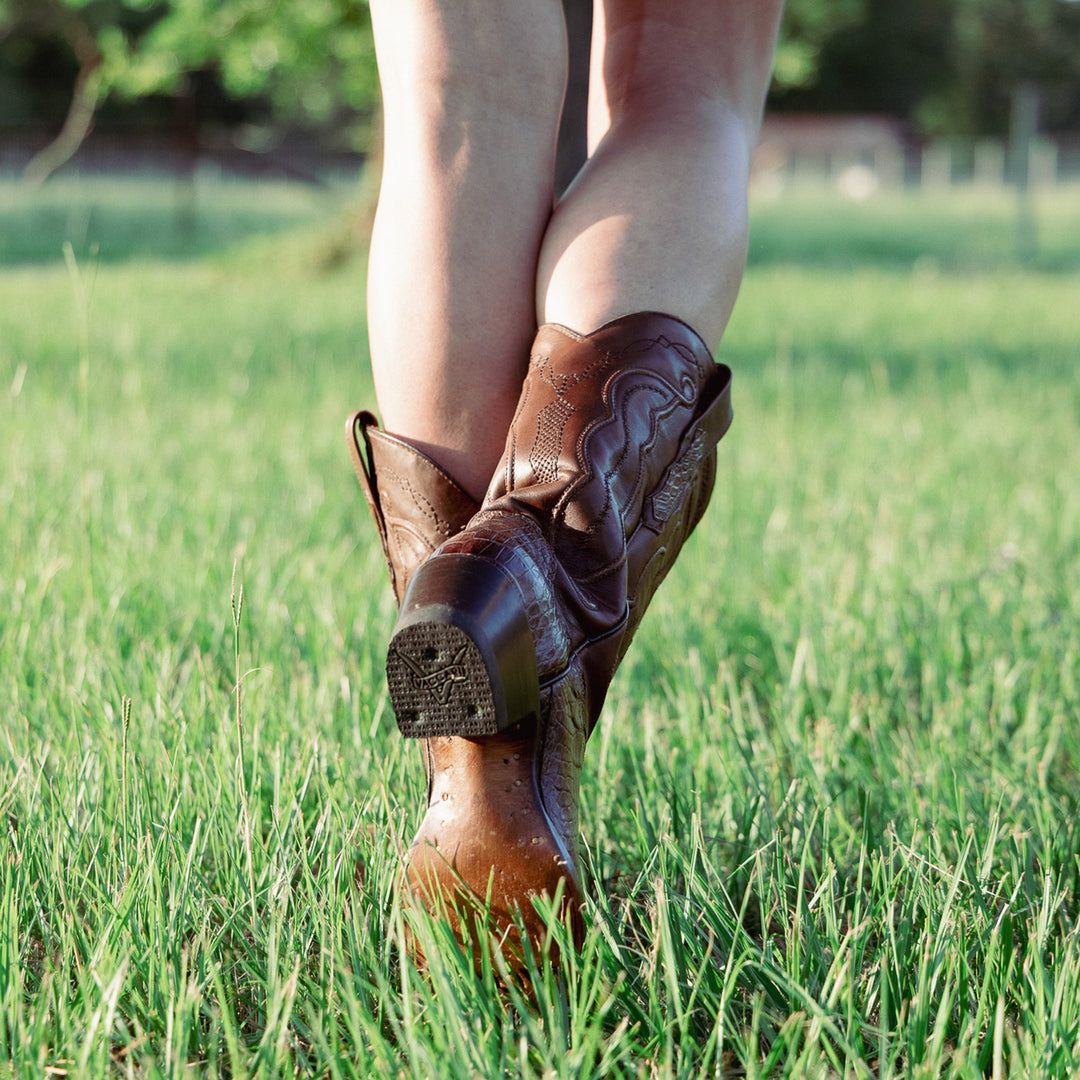 Women's Mocha American Alligator Belly Cowgirl Boots by Vaccari