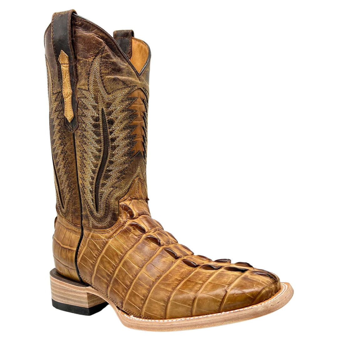 Men's Vaccari Paxton Tan American Alligator Square Toe Boots